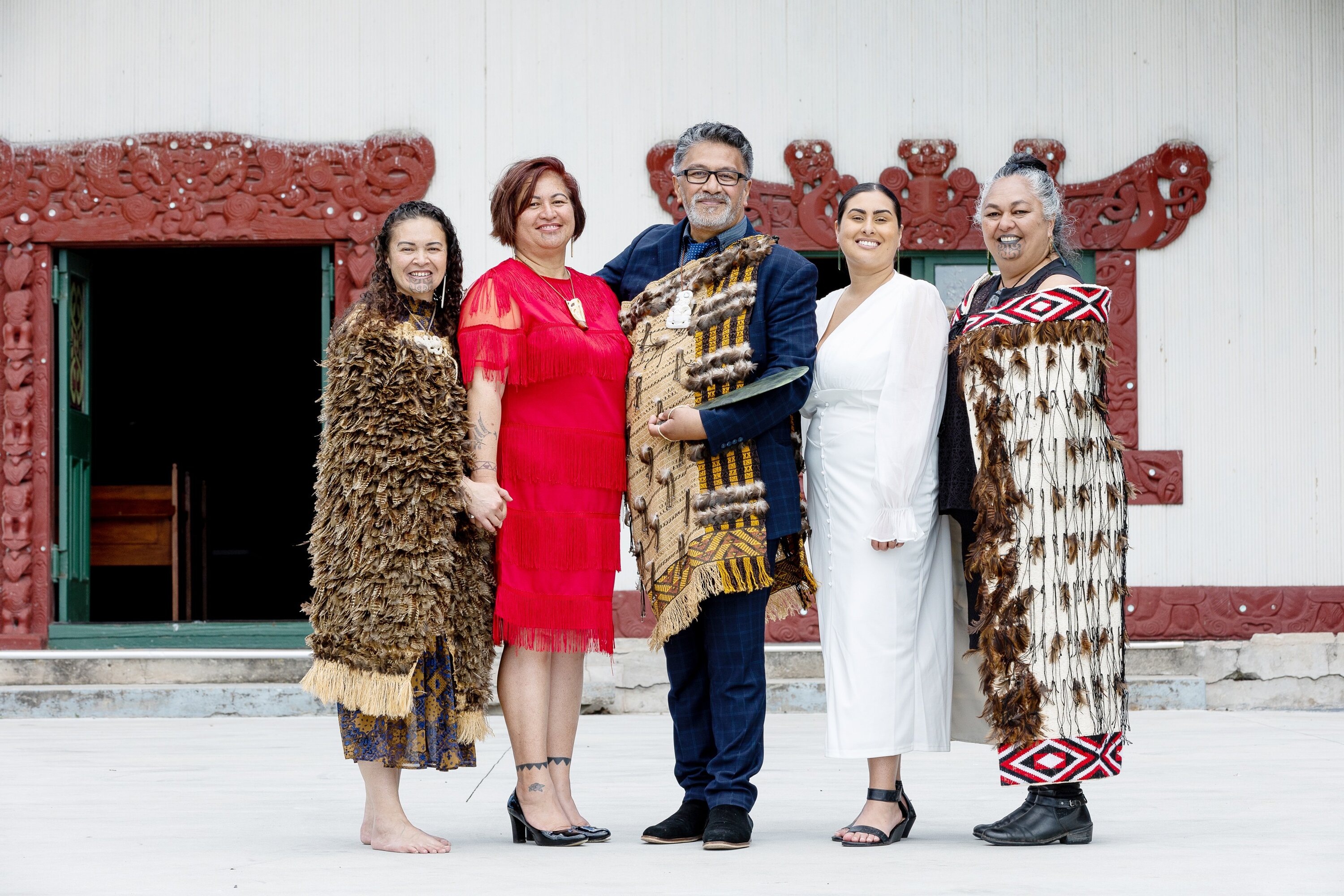 The first contingent of Māori ward councillors at Gisborne District Council are Aubrey Ria, Rhonda Tibble, Nick Tupara, Rawinia Parata and Ani Pahuru-Huriwai. The council voted to retain the wards, but next year a referendum will be held to decide their future. Photo / Josie McClutchie