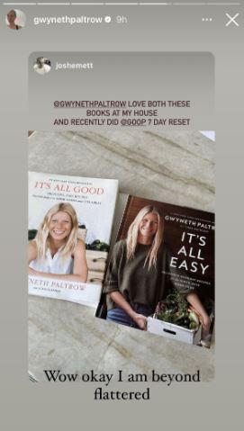 Gwyneth Paltrow and Josh Emett's cute exchange continued on Instagram. Photo / Instagram