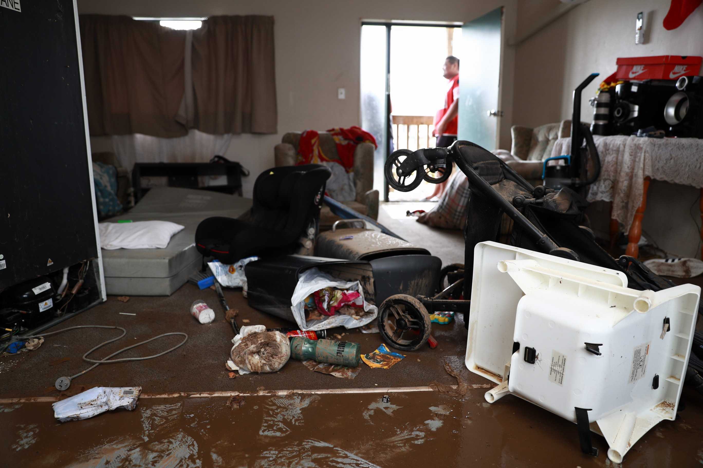 John Mailata Clover Park's residence in South Auckland has been left devastated after the floods. Photo / Hayden Woodward