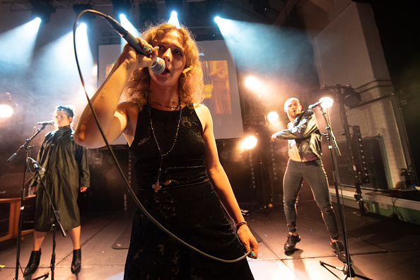 Pussy Riot on stage during the 2018 Edinburgh Fringe Festival.