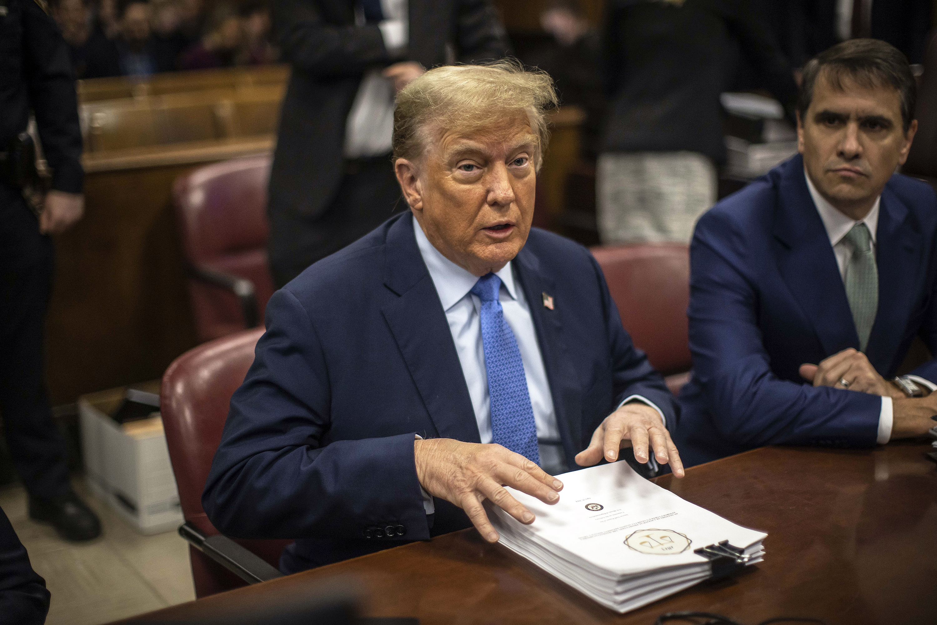 Former President Donald Trump in the Manhattan Criminal Court. Photo / Dave Sanders, The New York Times