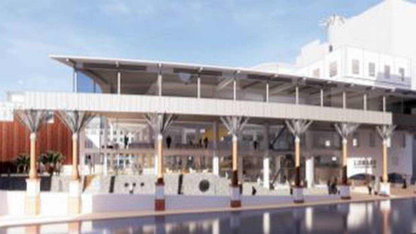 Early Concept Image - Harris St as an active edge to the Library. Image / Athfield Architects