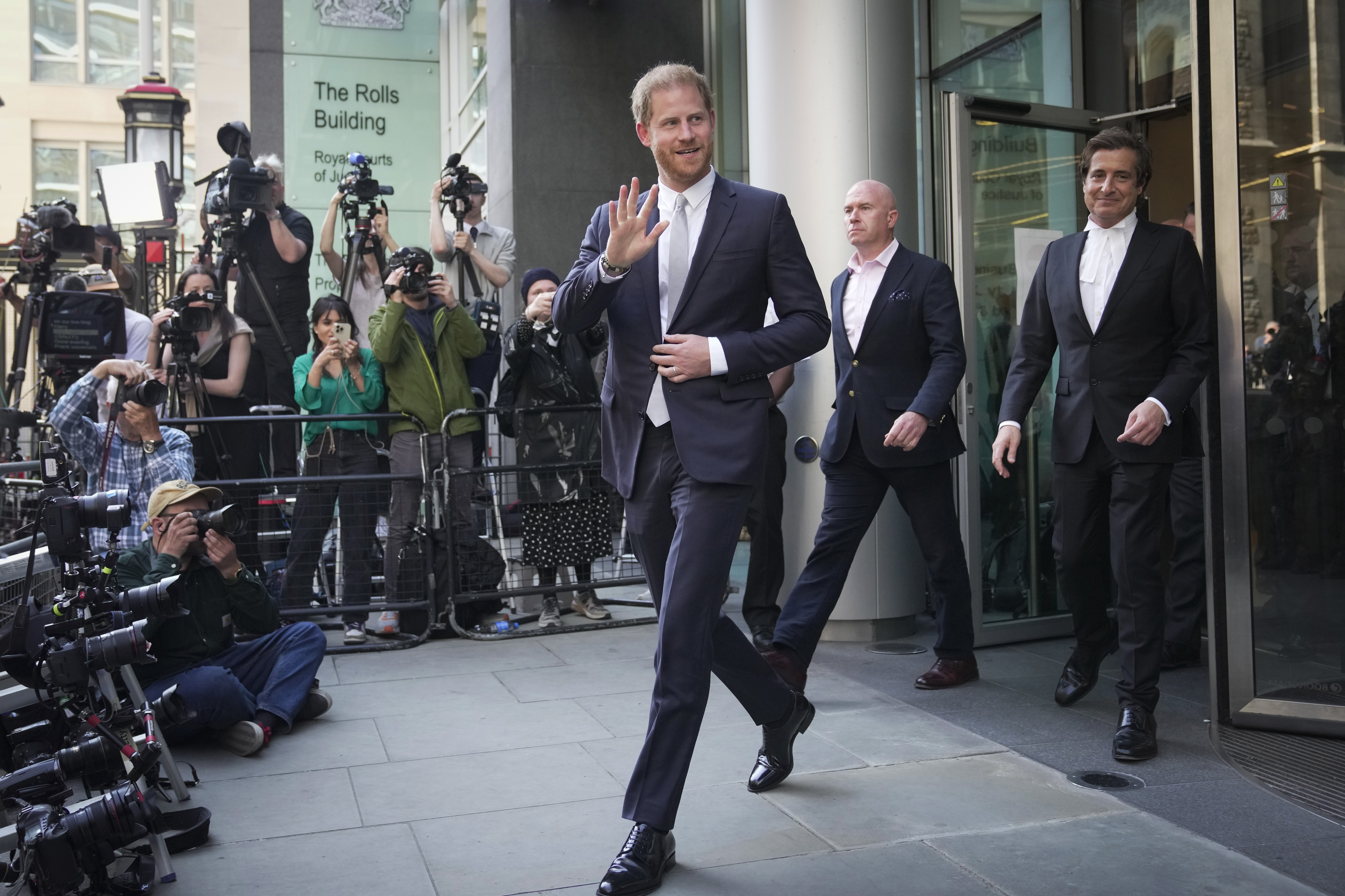 Prince Harry leaves the High Court after giving evidence in London. Photo / AP