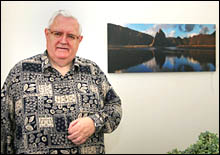Former speaker, Jonathan Hunt is pictured at his appartment in Auckland City. Picture / Fotopress