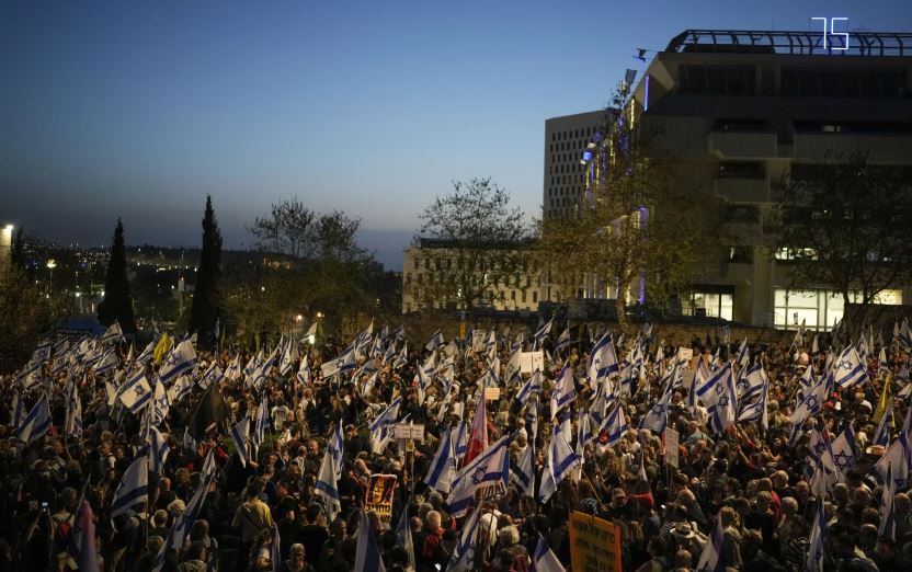 Protesters called for the release of hostages held in the Gaza Strip by the Hamas militant group. Photo / AP