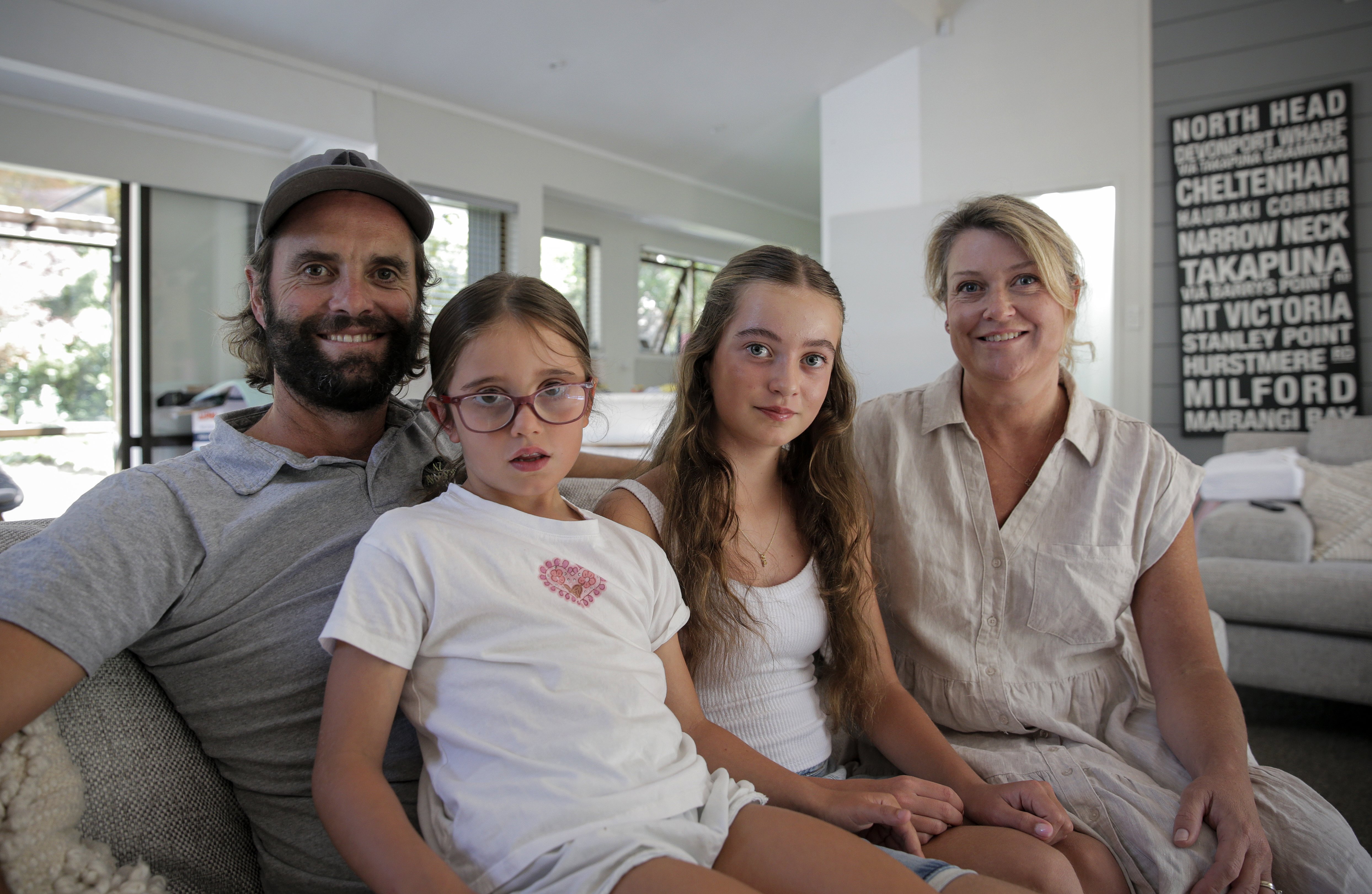 Charlotte and Ben Lay with children Georgia (Year 8) and Margot (Year 3). Photo / Alex Burton
