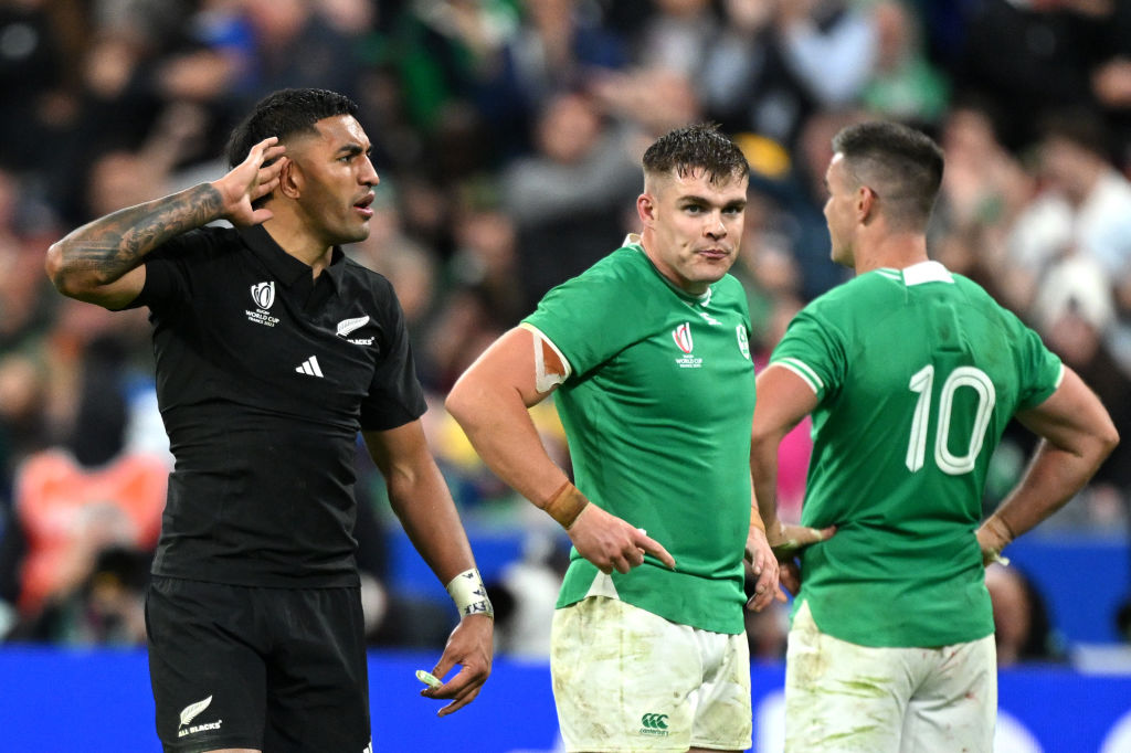 Rieko Ioane taunted Irish great Jonathan Sexton and will now join his Irish club Leinster. Photo / Getty Images