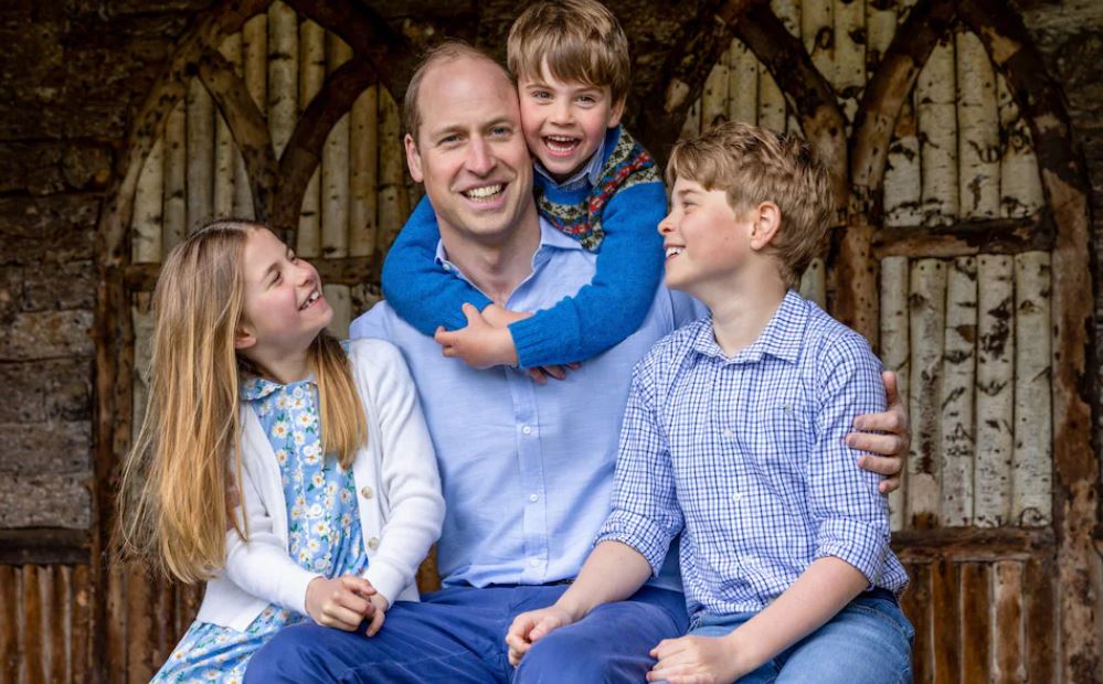 Prince William with children Princess Charlotte, Prince Louis and Prince George. Photo / Millie Pilkington