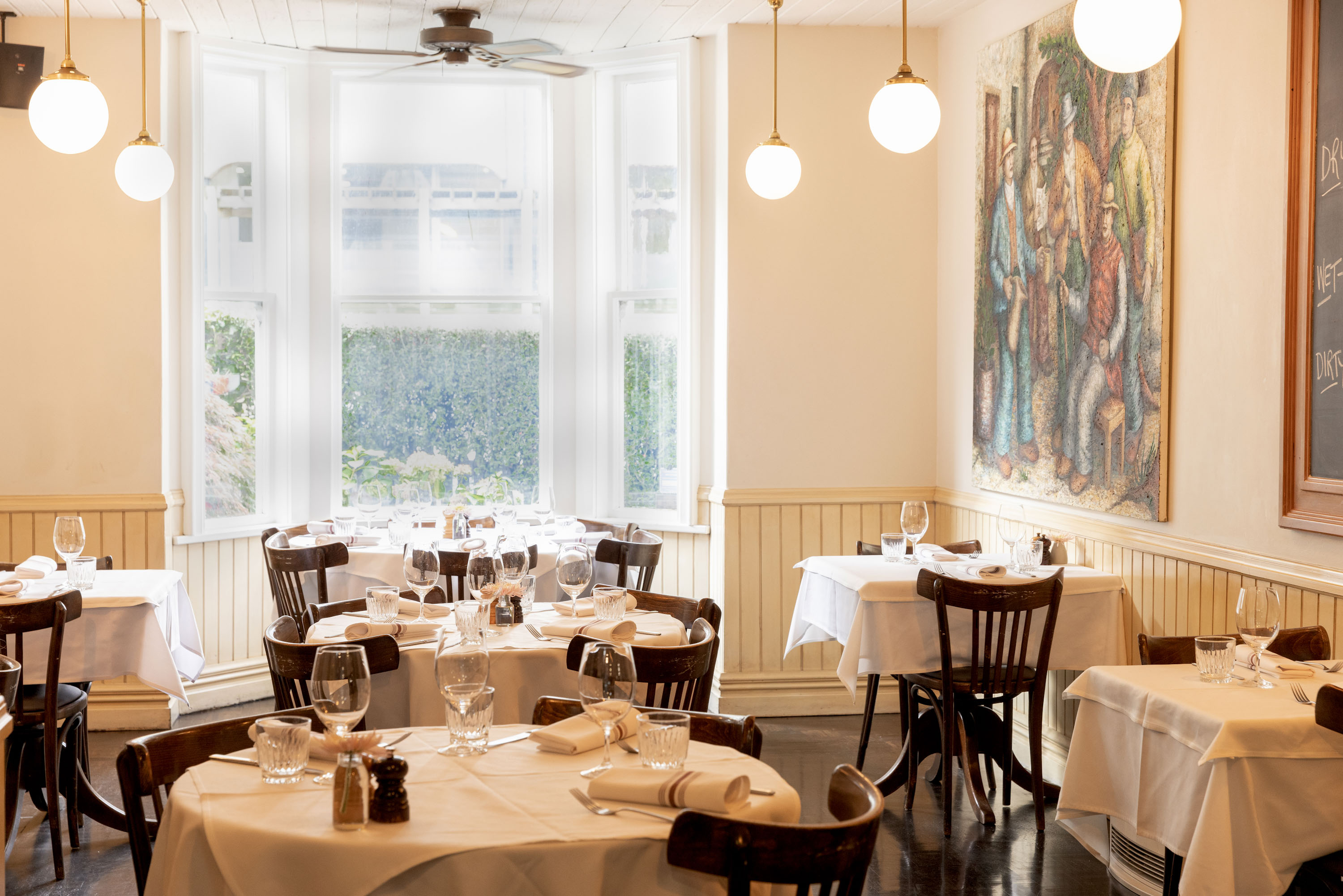 Crisp white tablecloths at Boulcott Street Bistro. Photo / Babiche Martens 