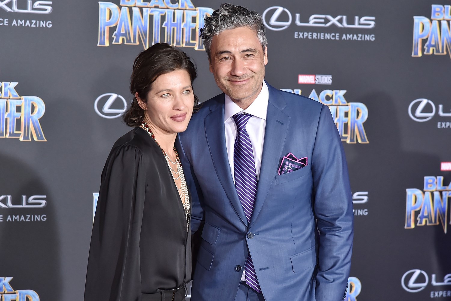 Chelsea Winstanley and Taika Waititi at the premiere of Black Panther in California in 2018. Photo / Getty Images