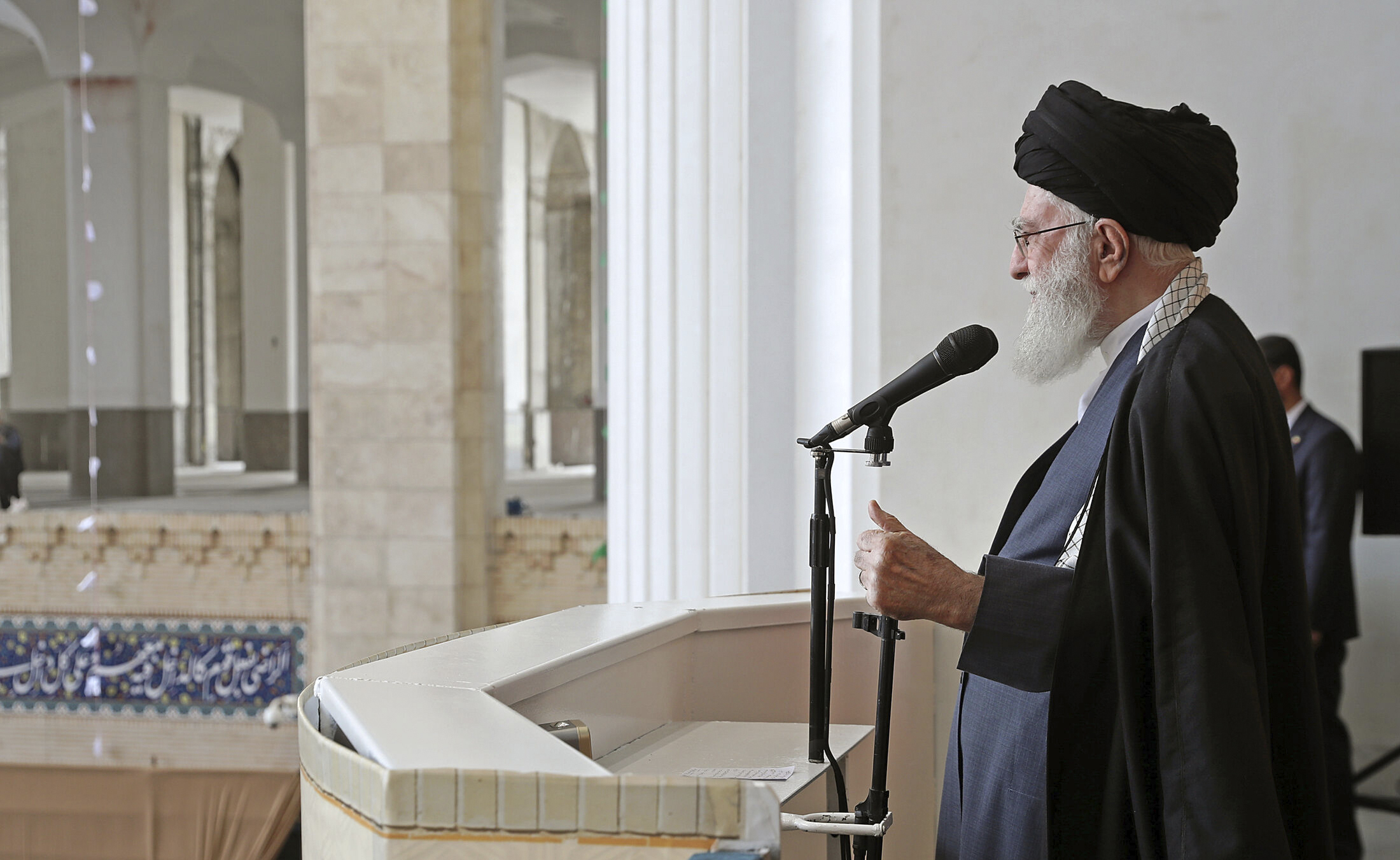 Supreme Leader Ayatollah Ali Khamenei delivers his sermon during Eid al-Fitr prayer ceremony marking the end of the Muslims holy fasting month of Ramadan. Photo / AP