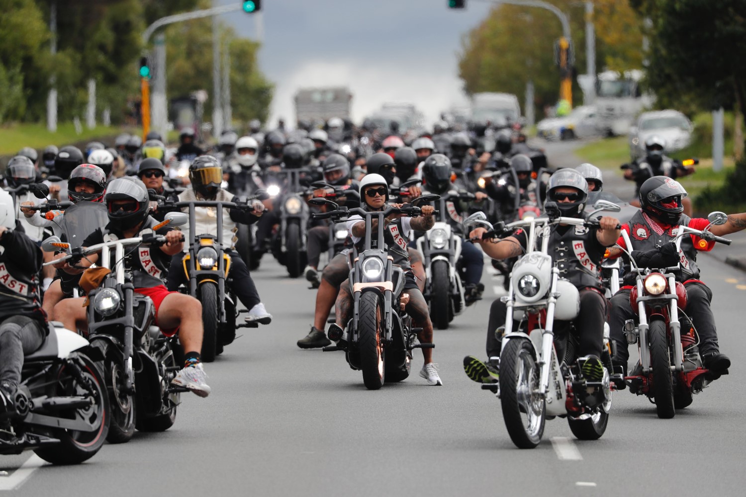 Members of the Head Hunters on a funeral run in March 2023. Photo / Dean Purcell