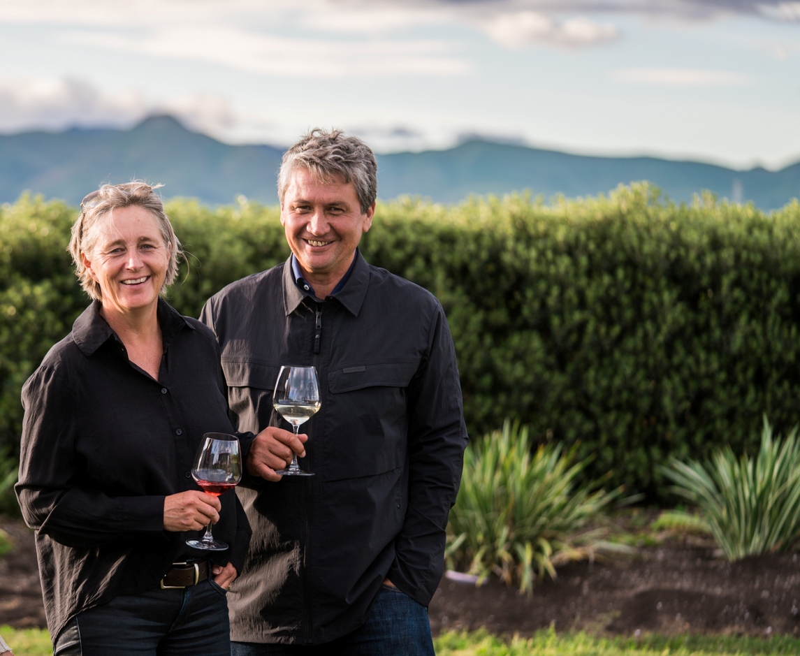 Tiki wine's Royce and Sue McKean at their vineyard in Waipara.