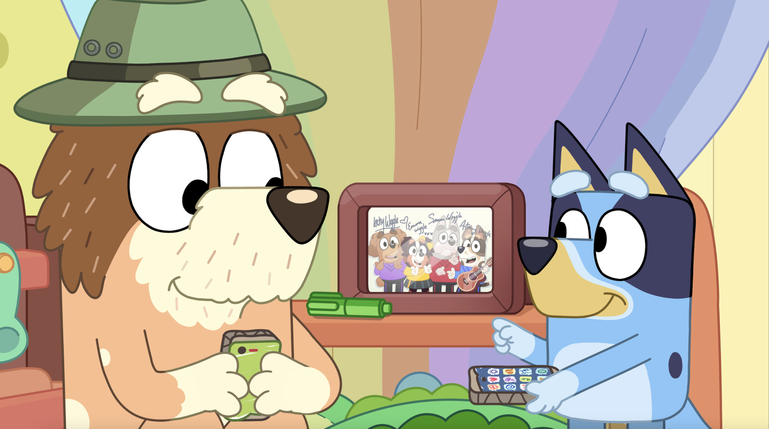 Bluey and his Grandad in the 'Phones' episode. Photo / Supplied