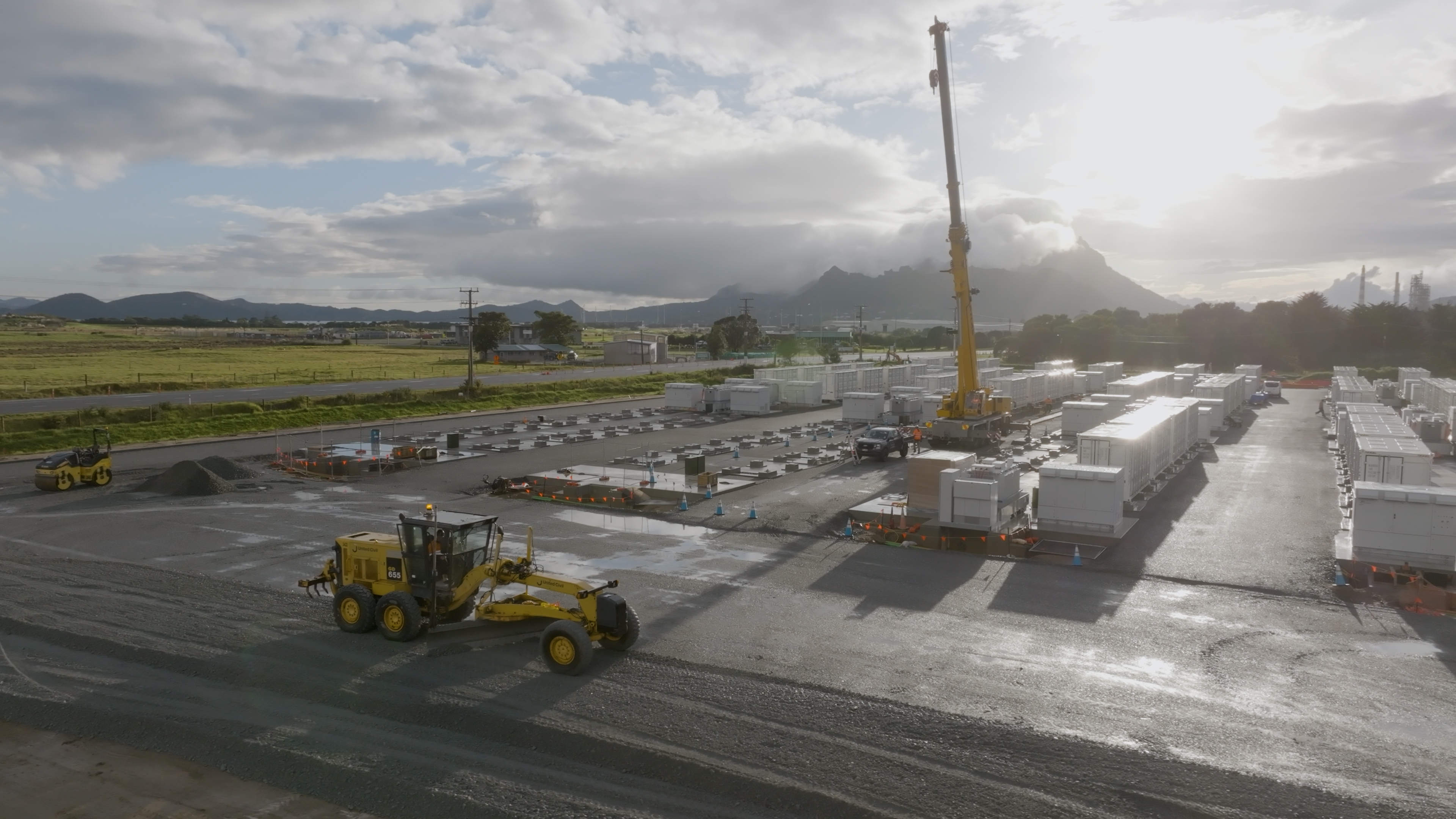 New Zealand's first battery energy storage site takes shape at Ruakākā. The $185 million development's expected to change the region's renewable energy landscape Photo / Meridian Energy 