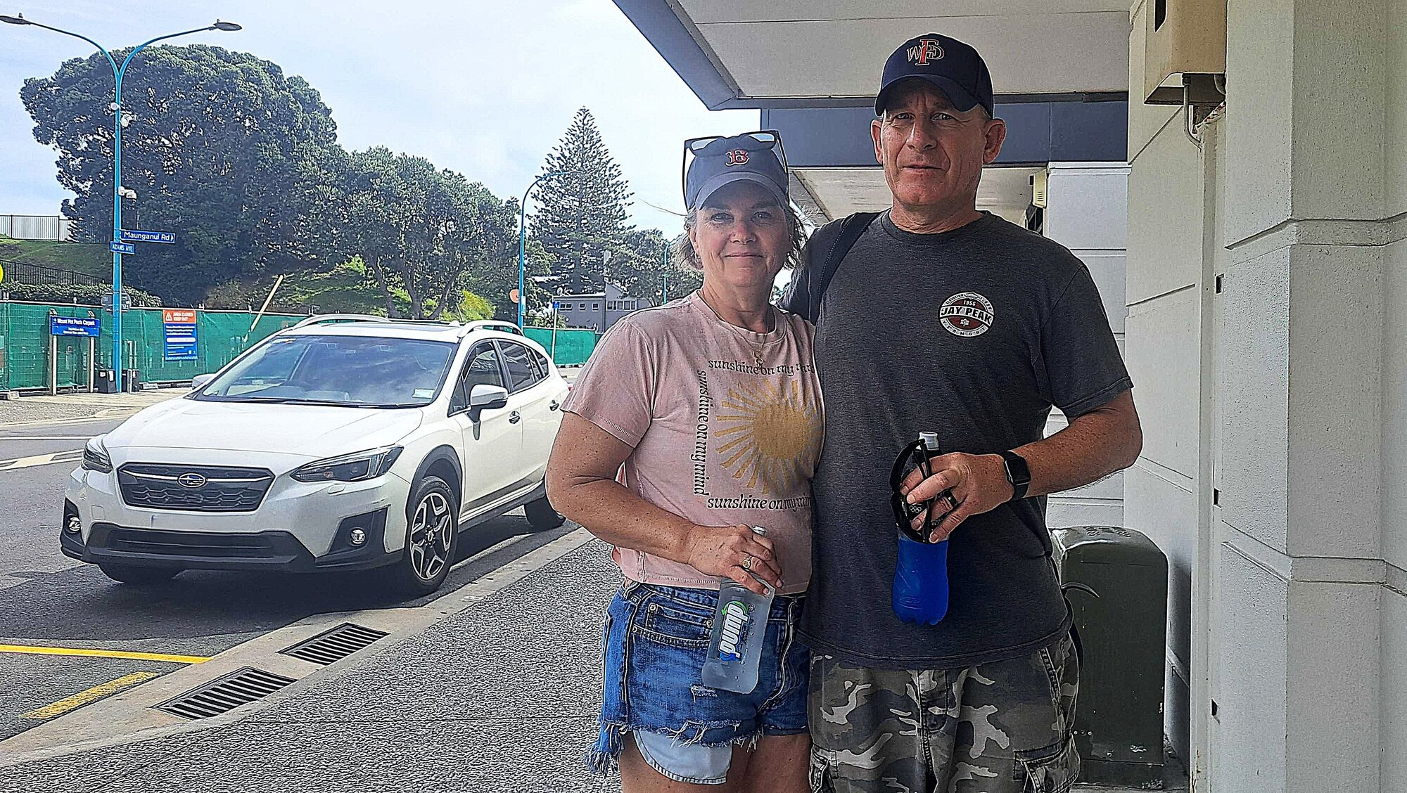 Christine and Brad Cullen from Toronto, Canada, visited the Hot Spot Superette on February 9 after walking from Pāpāmoa to the Mount to do so. Photo / Sandra Conchie