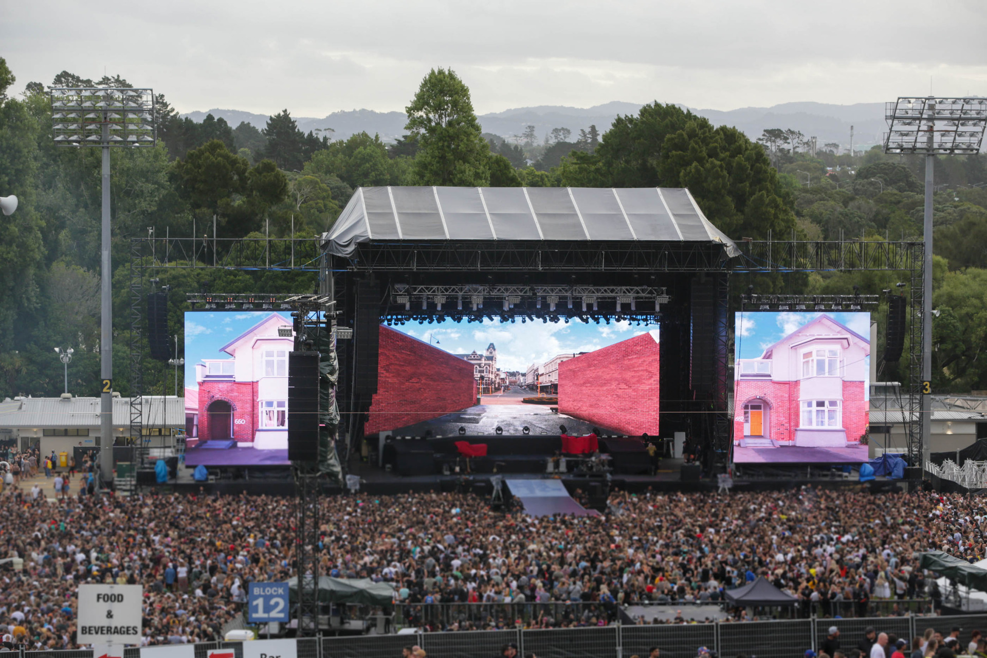 A capacity 50,000-strong crowd get ready to welcome New Zealand band six60 at their sellout gig at Western Springs Stadium, Auckland. 23 February 2019 New Zealand herald Photograph by Chris Loufte