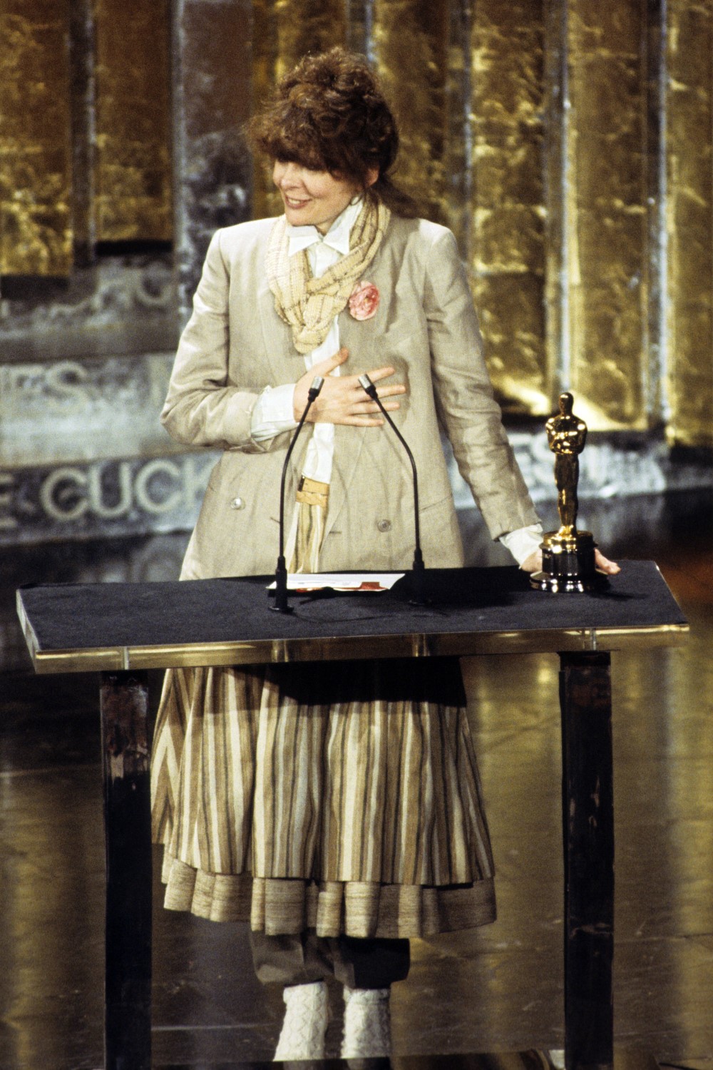 Diane Keaton accepts the Best Actress Oscar at the 50th Academy Awards in 1978. Photo / Getty Images