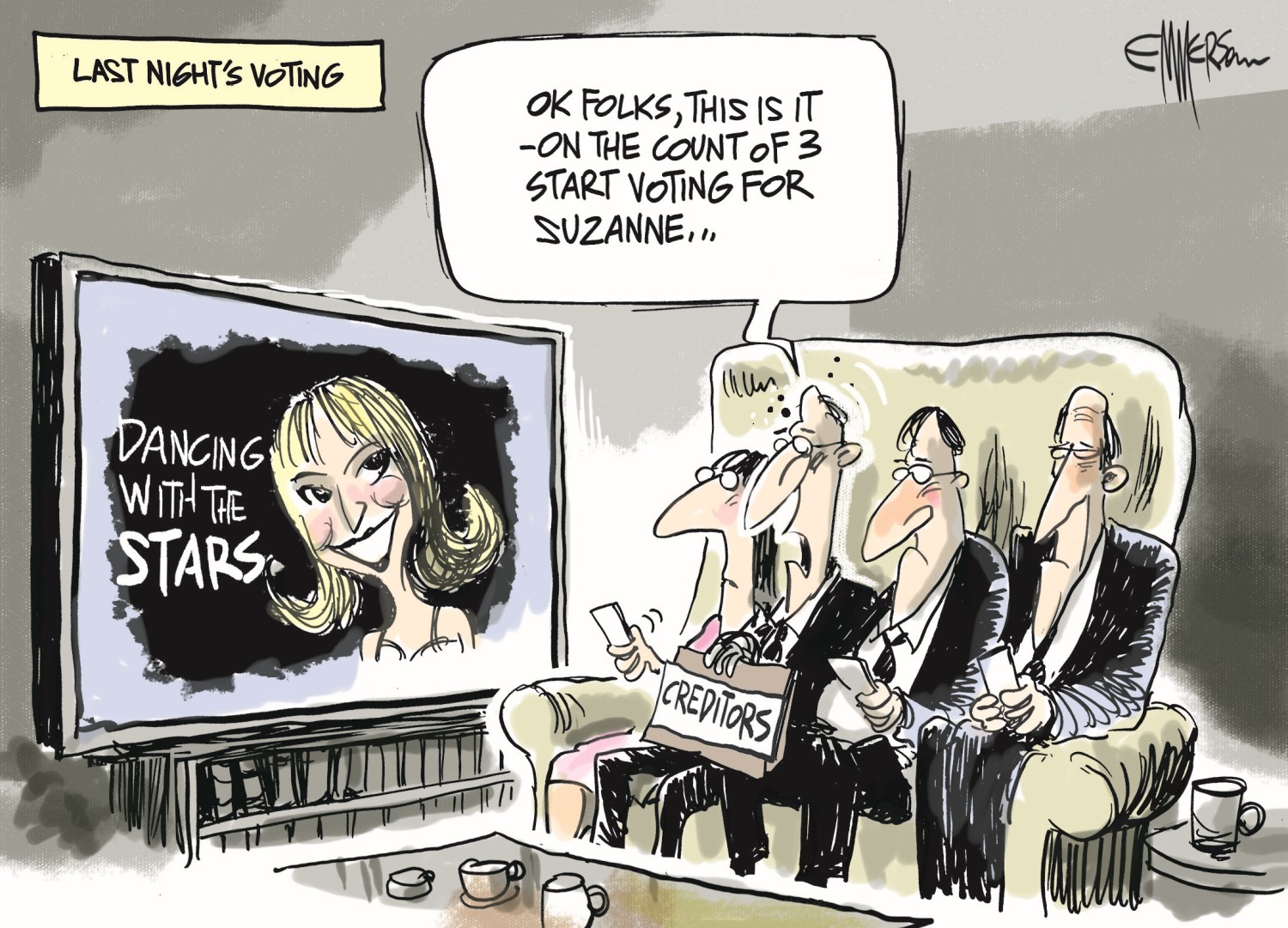 It felt like the whole nation tuned in for Dancing With The Stars, which Suzanne Paul eventually won. Cartoon / Rodd Emmerson