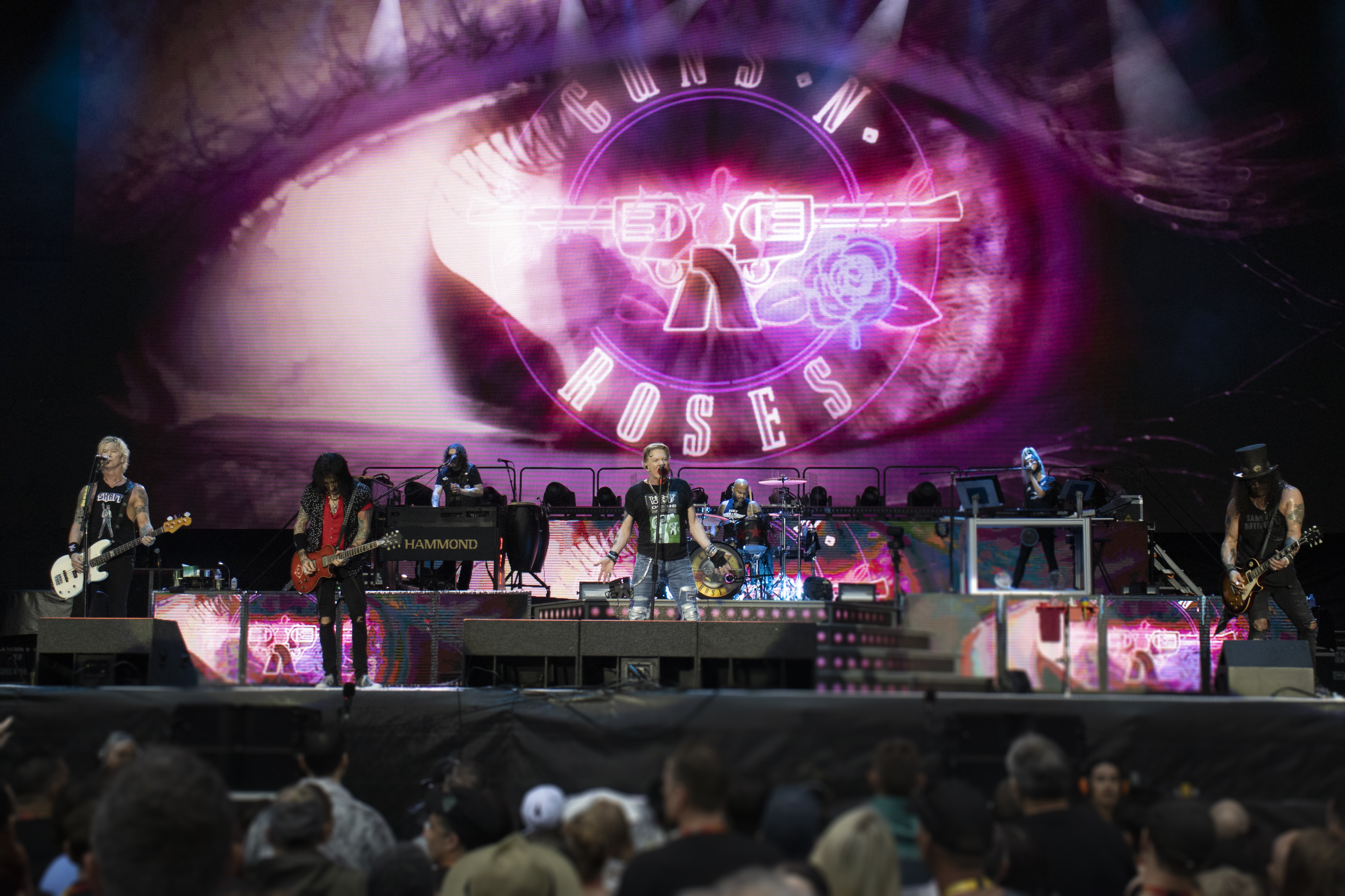 The Guns N' Roses gig involved 10 tonnes of audio equipment, 250 lighting fixtures, and five days to build the stage. Photo / Guilherme Neto