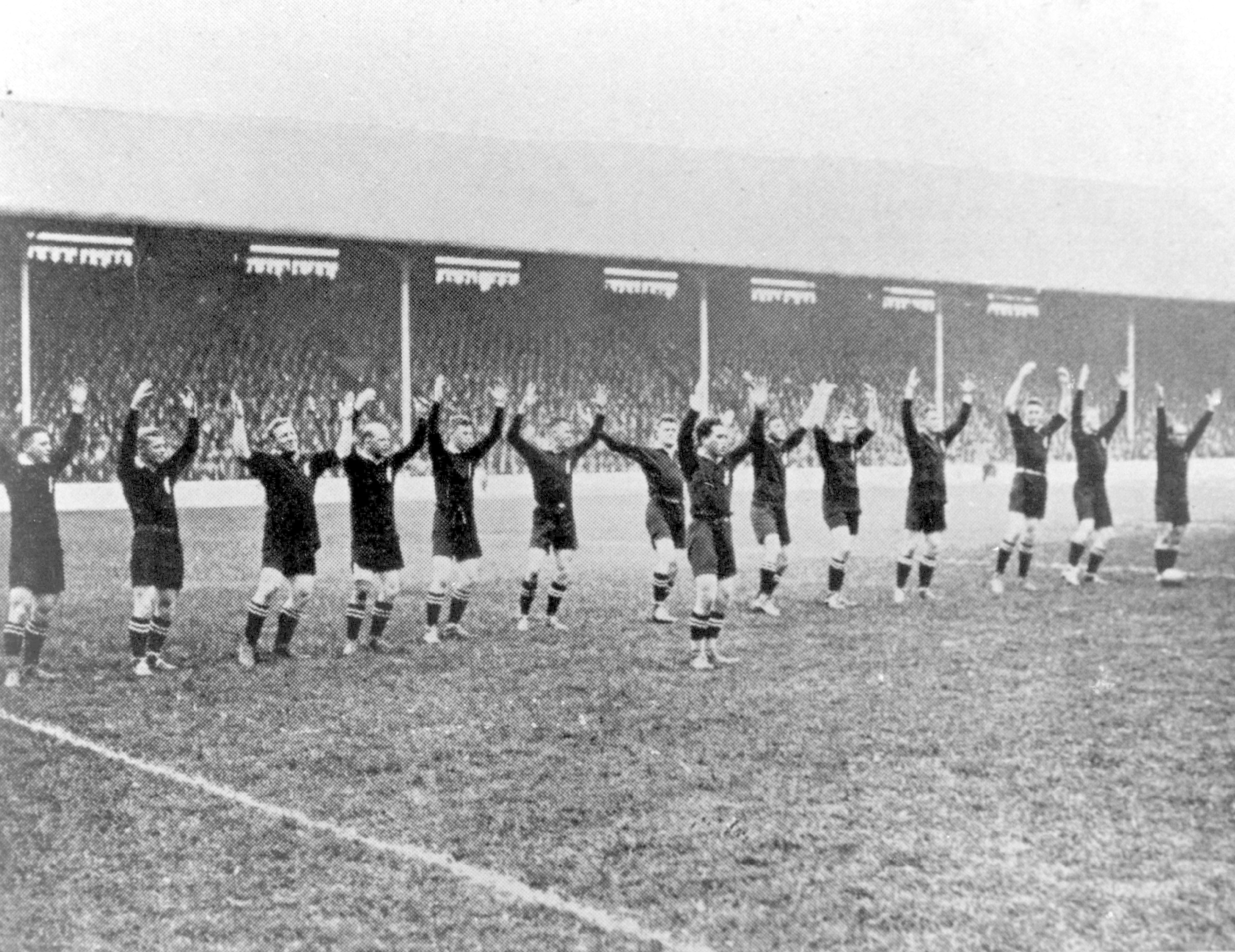 George Nepia leads the haka. Photo / Photosport / New Zealand All Blacks Archive