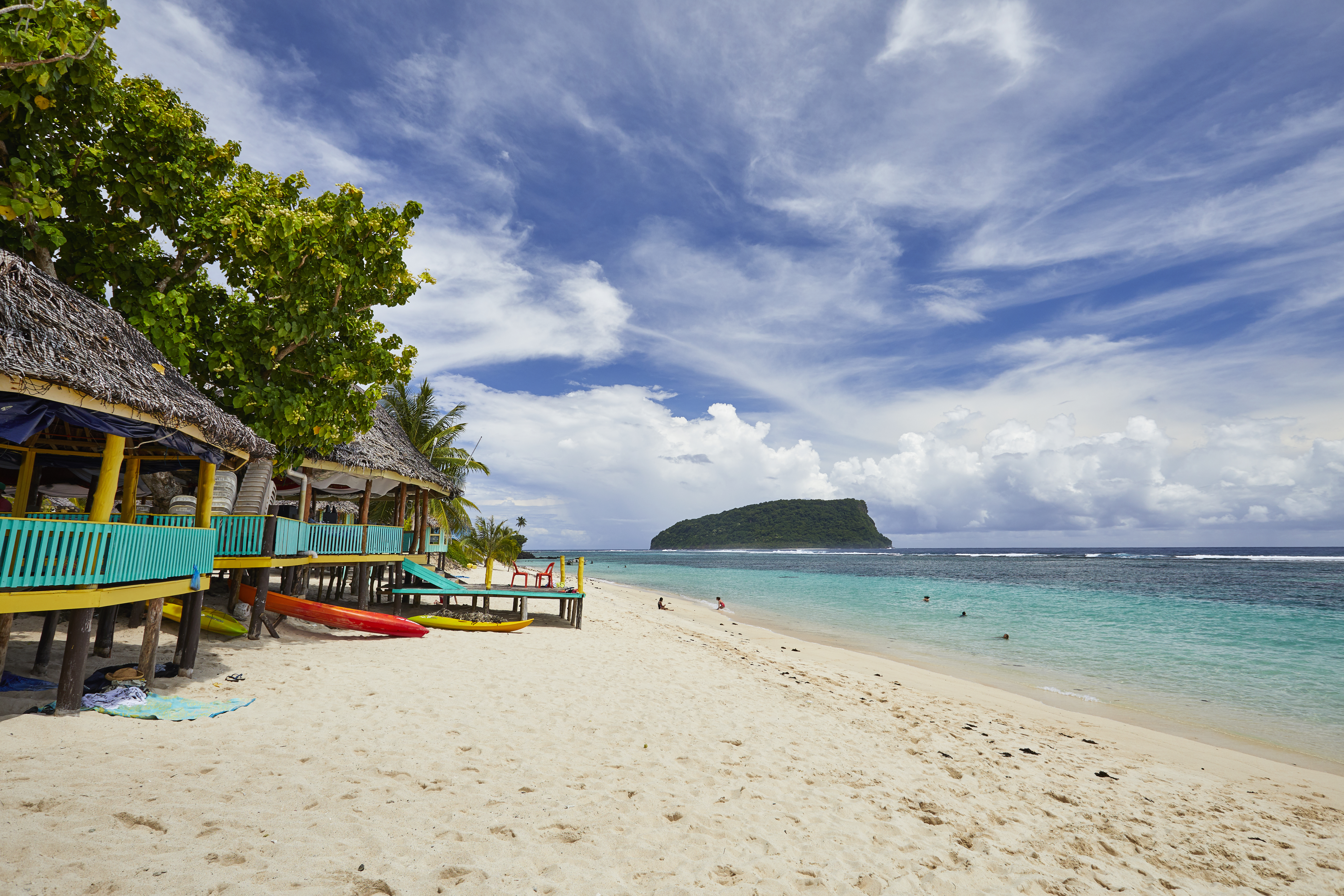 Taufua Beach Fales at Lolamanu Beach. Photo / Samoan Tourism Authority