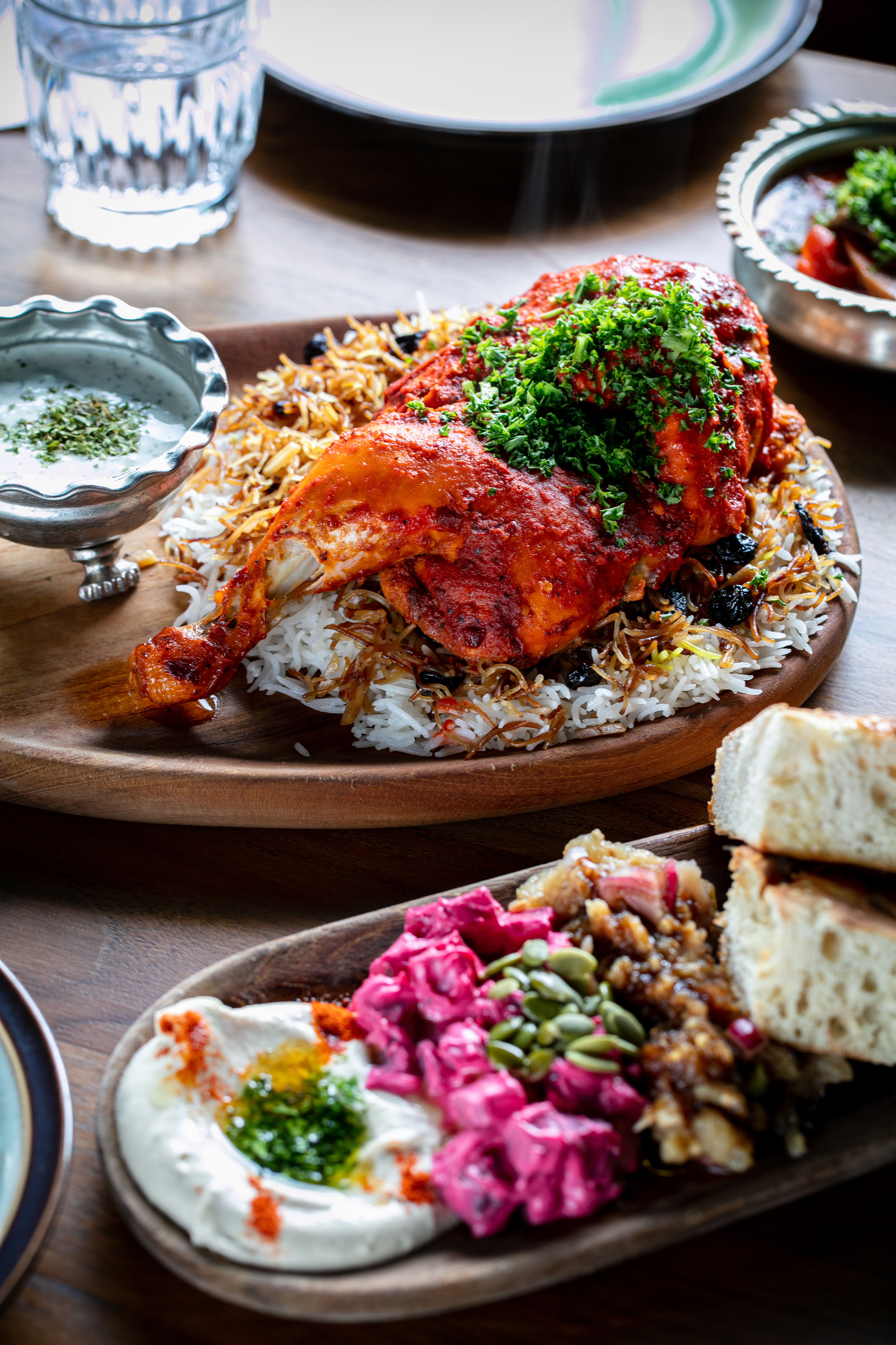 The Qozi chicken and the mixed dips on the menu at Tapsi restaurant in Dominion Rd. Photo / Babiche Martens