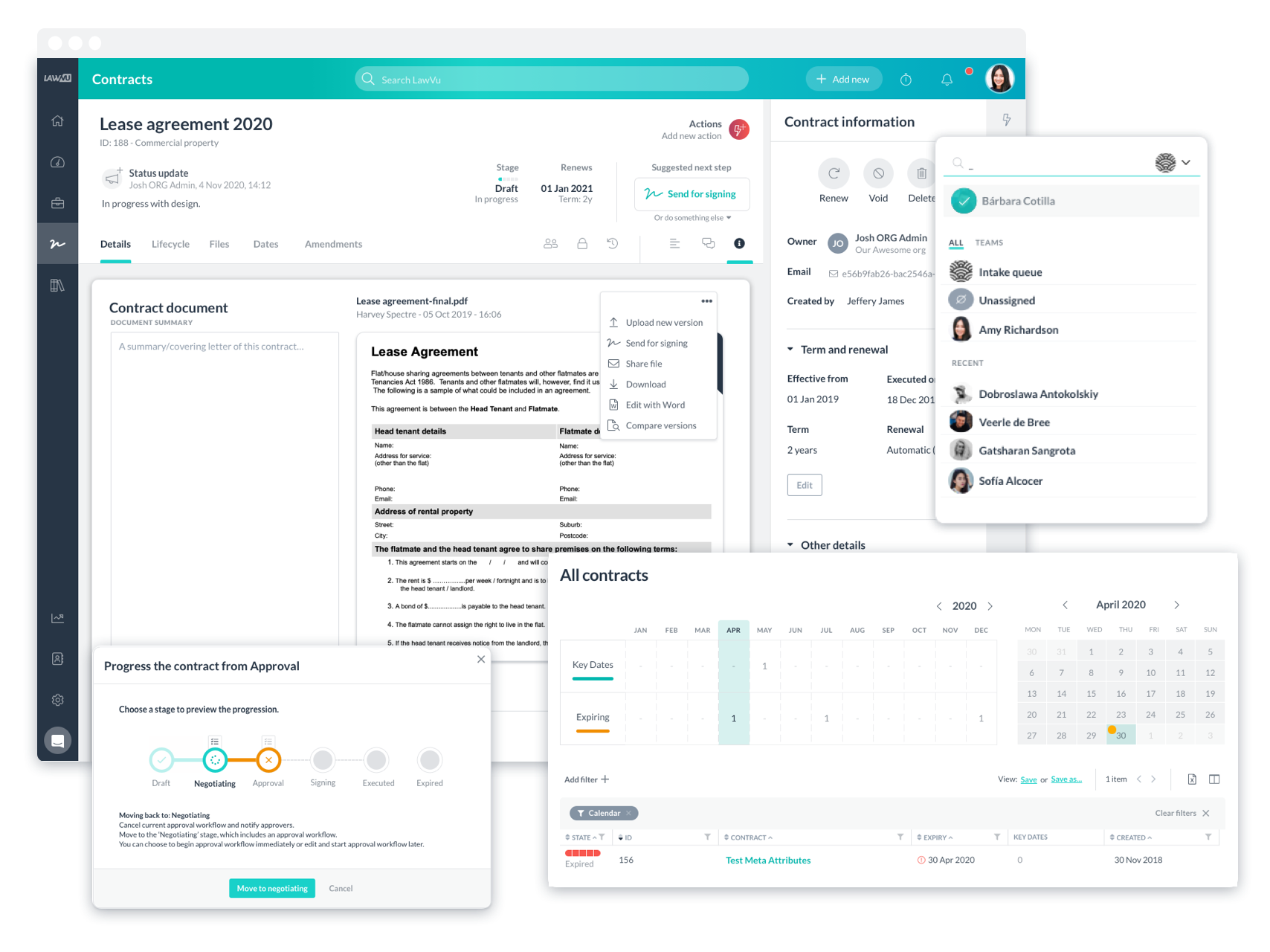 LawVu's cloud-based software has modules covering areas such as creating contracts, collaboration, document management and billing. Image / Supplied