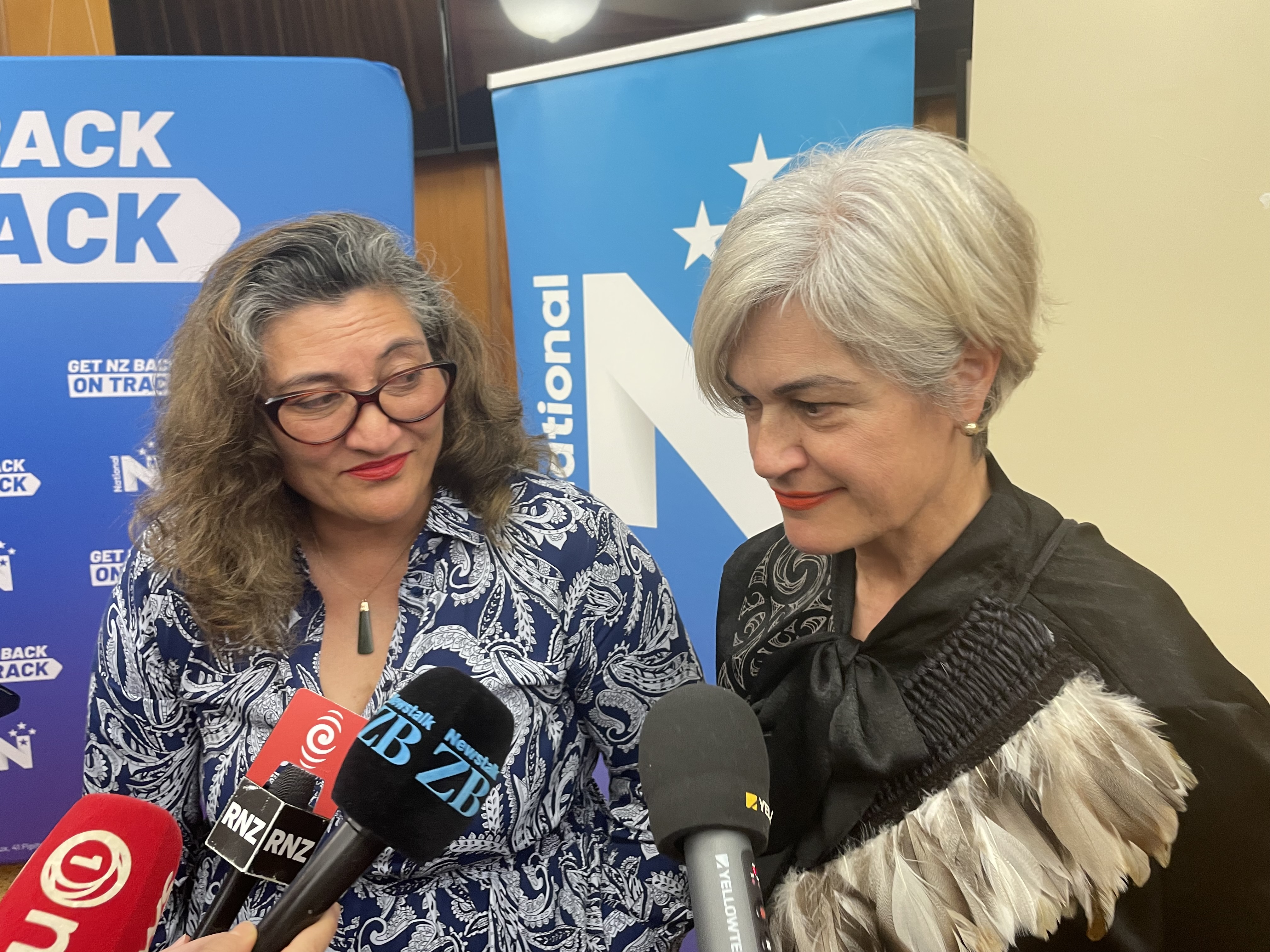 National Party candidates Hinurewa Te Hau (Tāmaki Makaurau) and Harete Hipango (Te Tai Hauāuru). Photo / Michael Neilson
