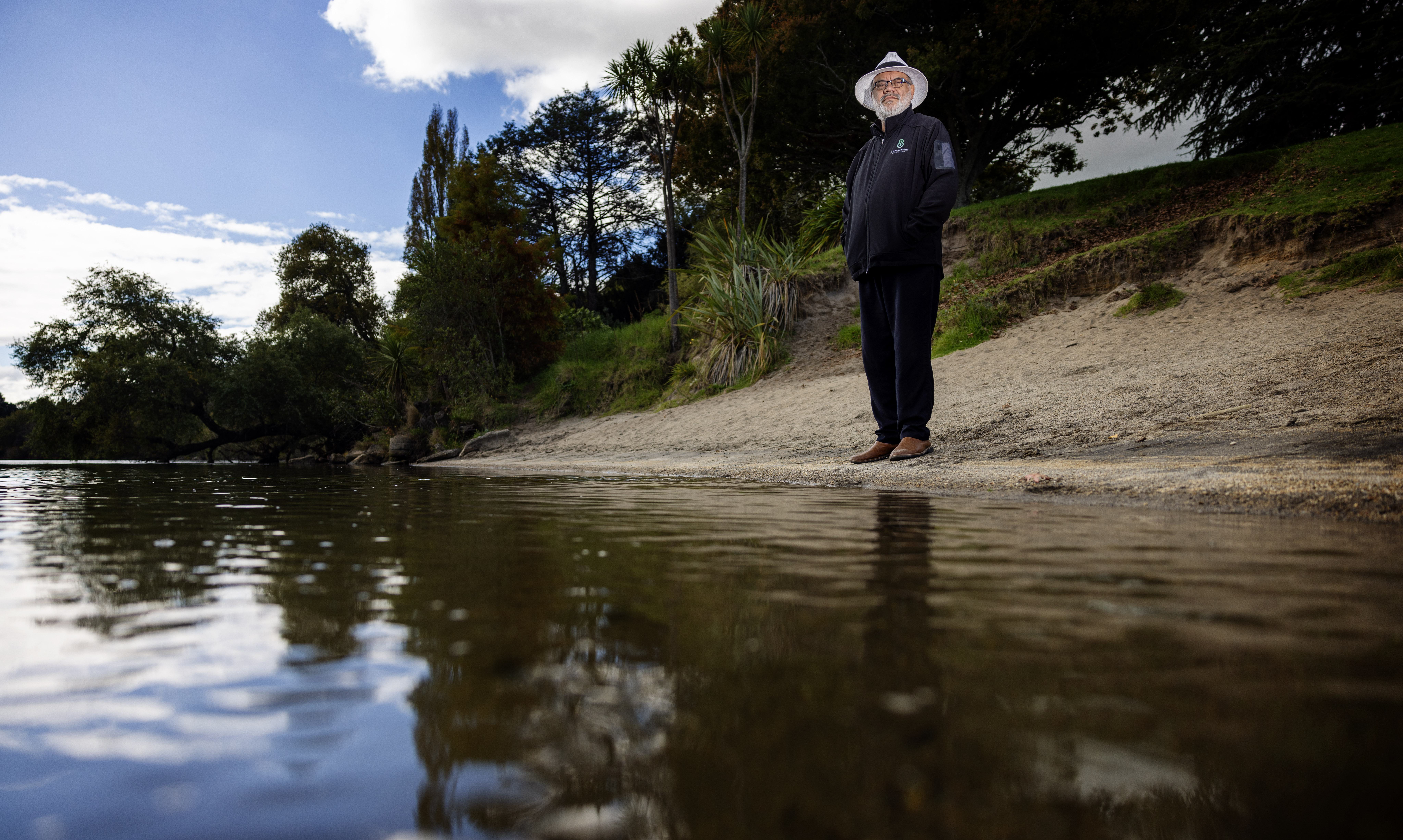 Kiingitanga spokesman Rahui Papa stands at the Waikato River in Kirikiriroa Hamilton. Photo / Mike Scott