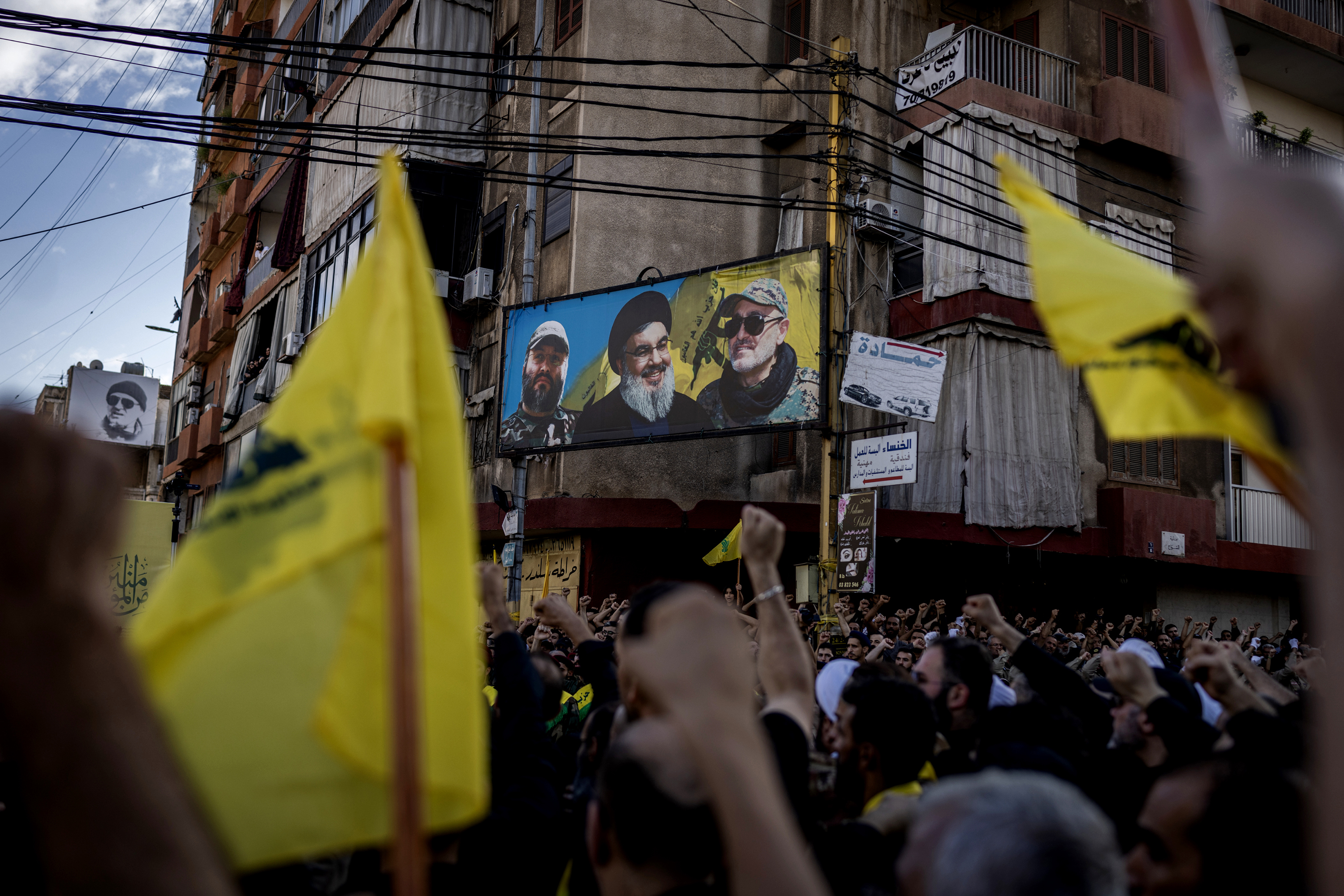 Hezbollah supporters paying tribute to the victims of an Israeli airstrike, in Dahiya, near Beirut, last week. Photo / Diego Ibarra Sanchez, The New York Times