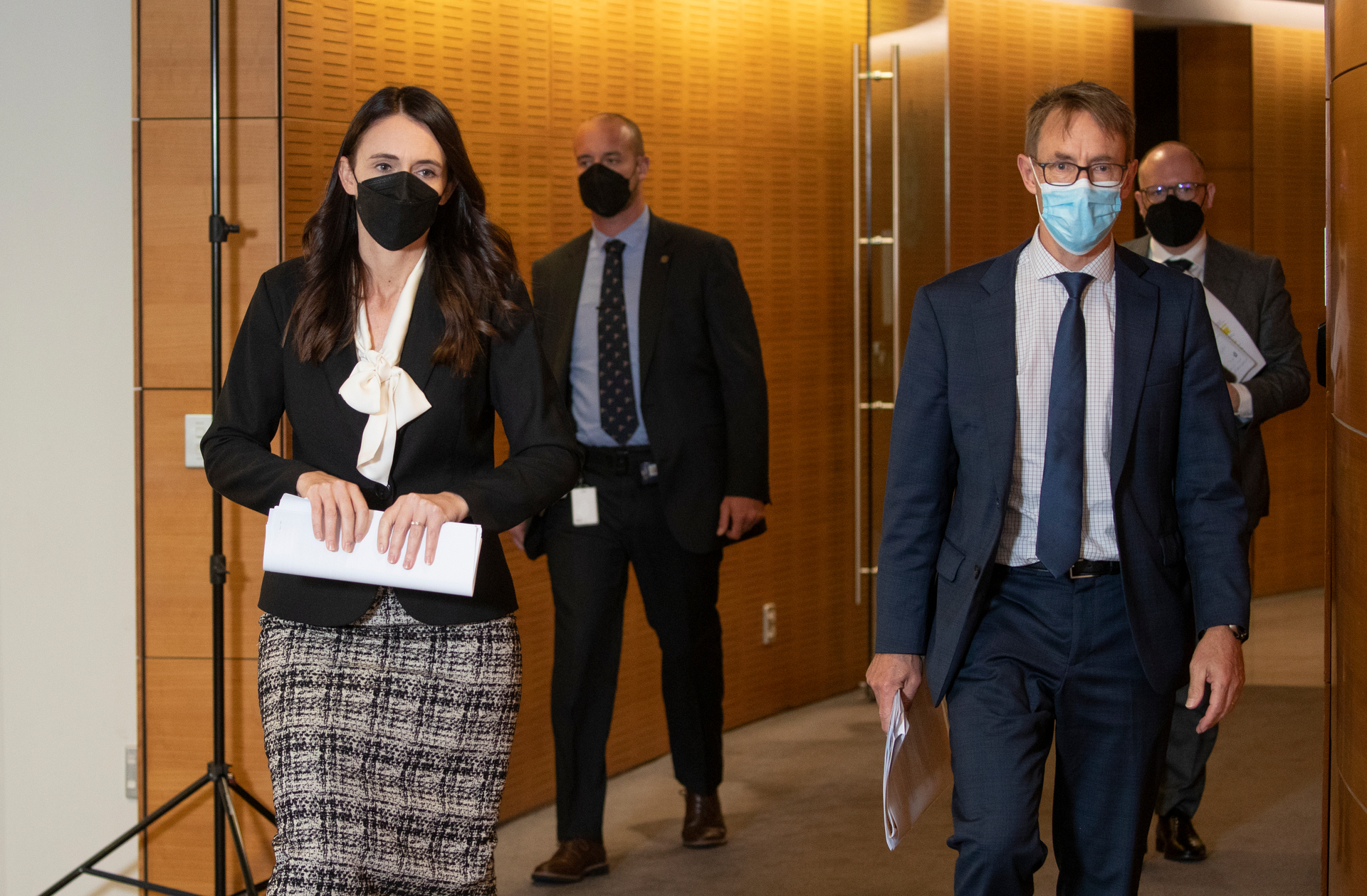 Former Prime Minister Jacinda Ardern and former Director-General of Health Dr Ashley Bloomfield. Photo / Mark Mitchell