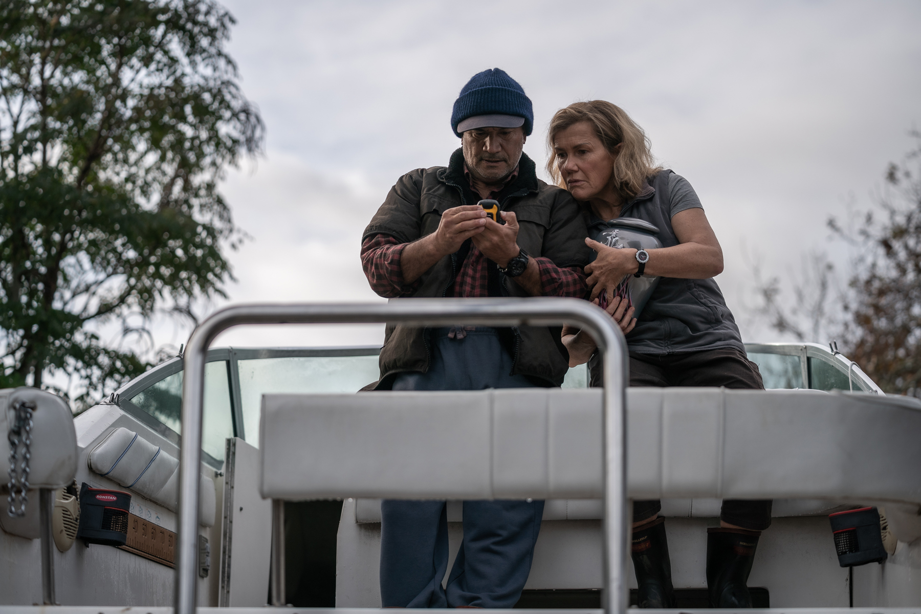 Robyn Malcolm and Temuera Morrison as Ahipara couple Heather and Ed, in the upcoming TV series Far North, which focuses on the inept efforts to import half a tonne of methamphetamine through Ninety Mile beach in 2016.