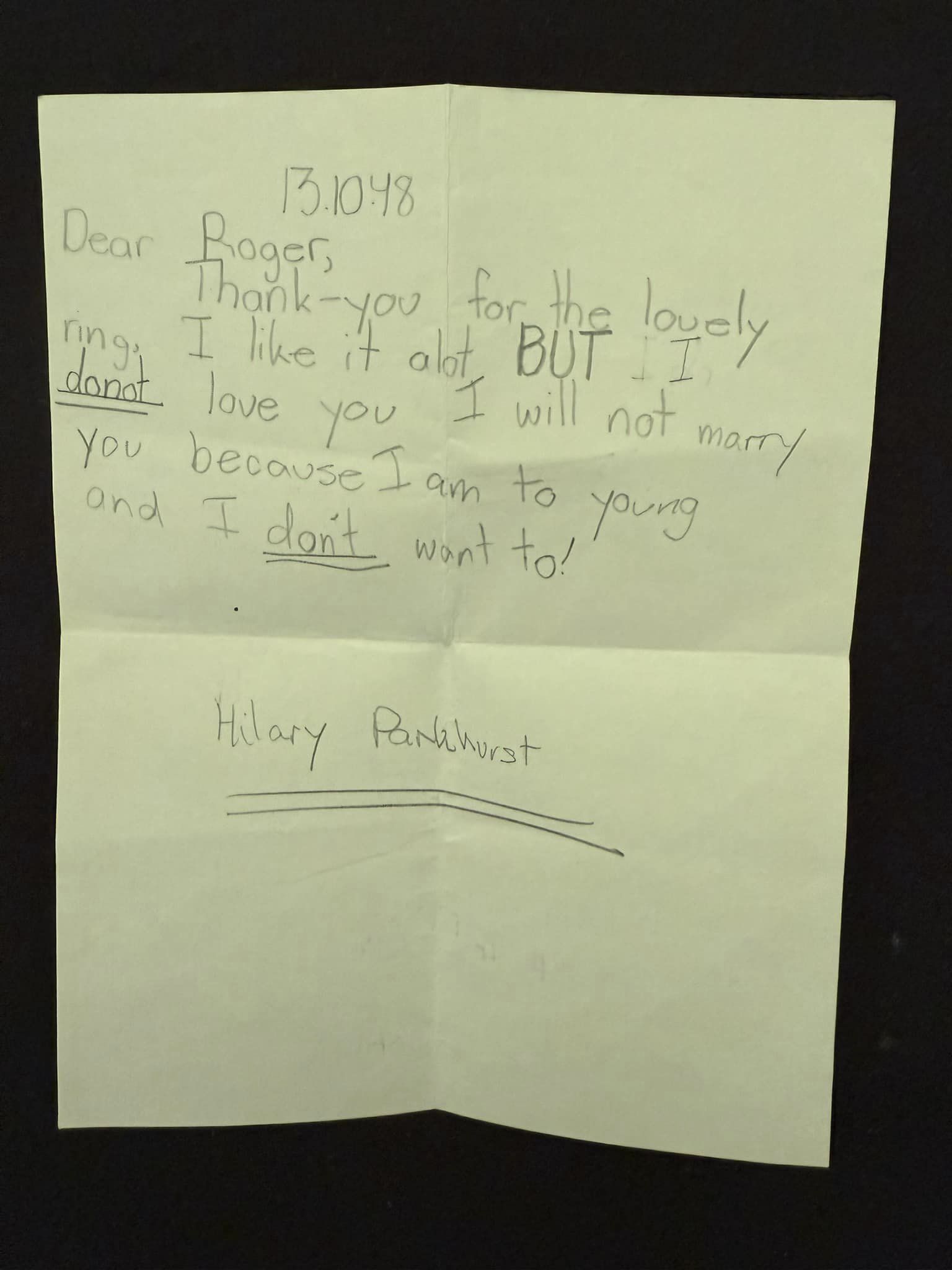 Barry's savage note to Roger. Photo / @hilarybarrynz