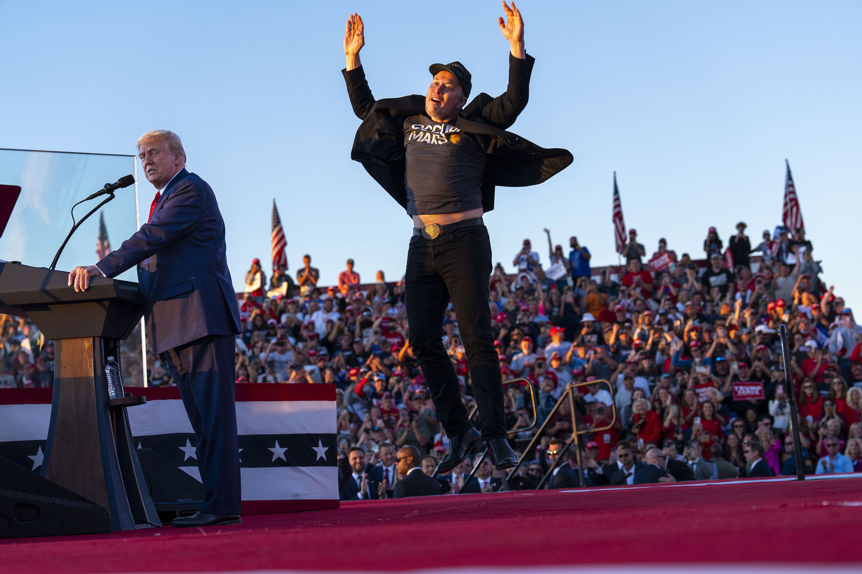 Musk at a campaign rally for Trump in October. Photo / Doug Mills, The New York Times