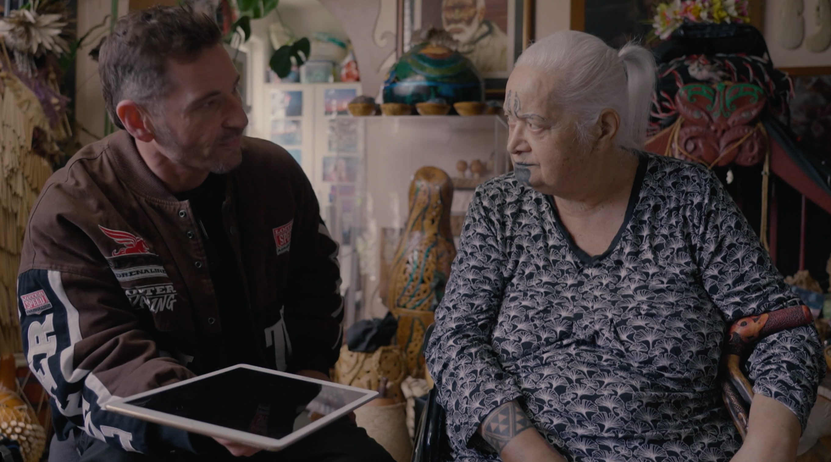 Nathan Wallis and Aunty Hinewairangi. Photo / Faultline Films