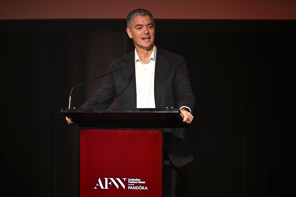 NSW Minister for the Arts John Graham speaks during the Welcome To Country for Australian Fashion Week. Photo / Getty Images