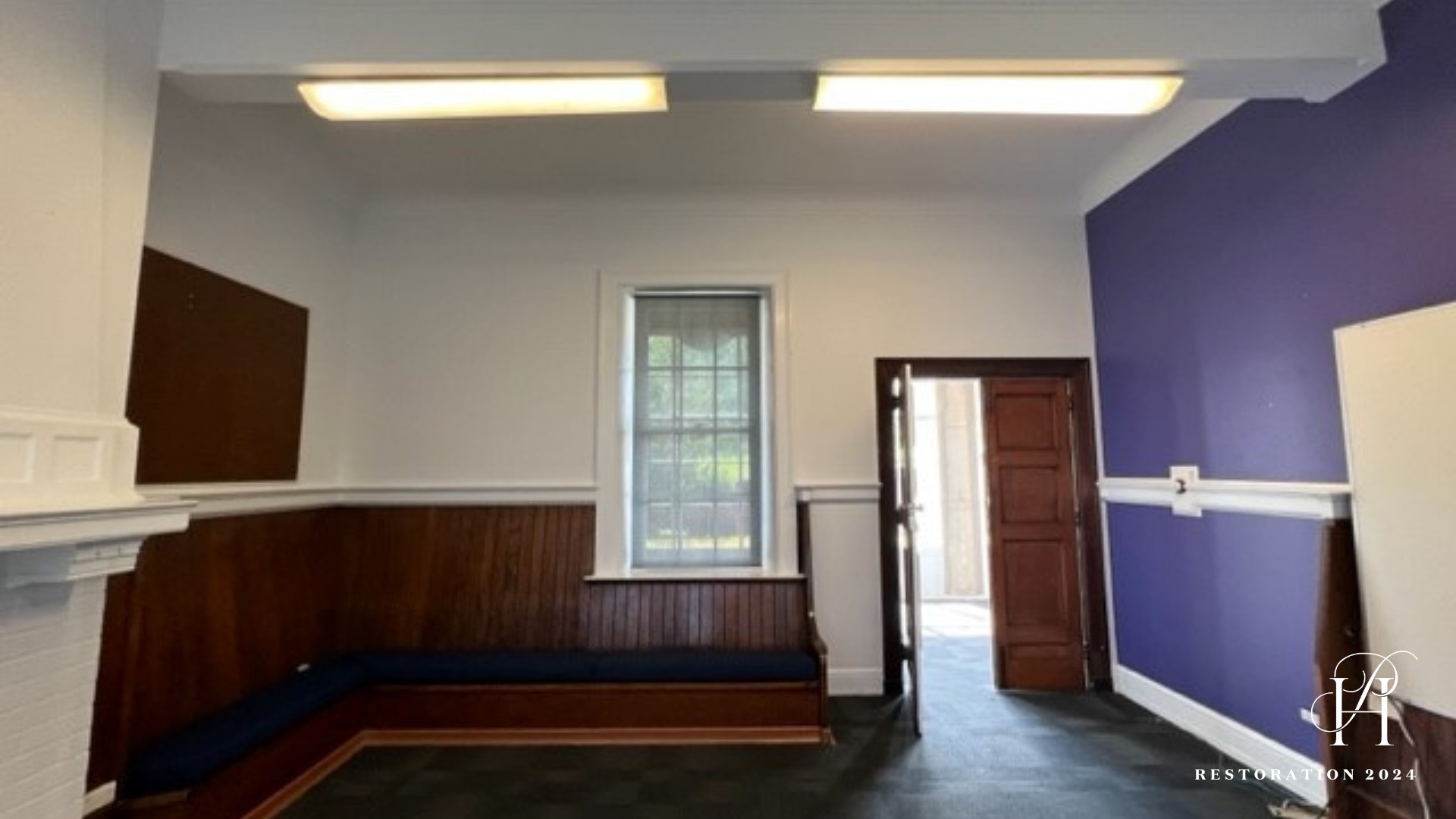 BEFORE: Pre-upgrade, the interior of Pearson House was not so pretty in purple. Photo / Generus Group