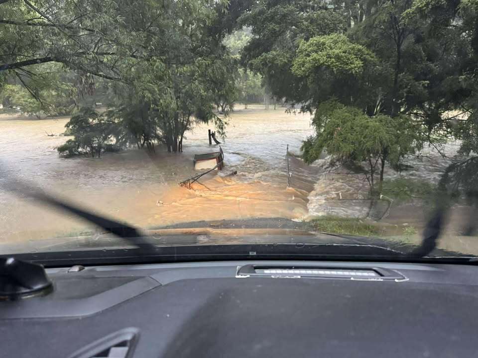 Kathy Wallace's flooded driveway. Photo / Kathy Wallace