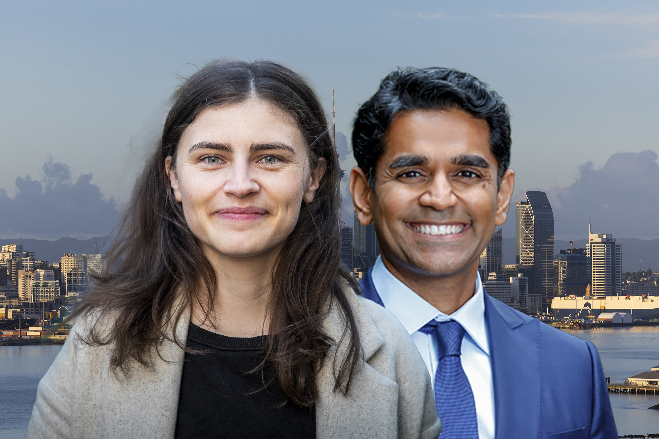Auckland Central MP Chloe Swarbrick and Mahesh Muralidhar,

