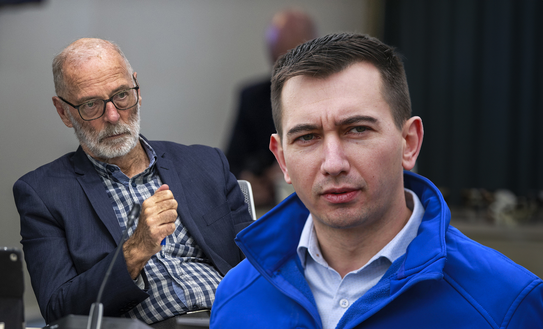 Auckland Mayor Wayne Brown (left) wants help from Transport Minister Simeon Brown (right) to take control of Auckland Transport.
