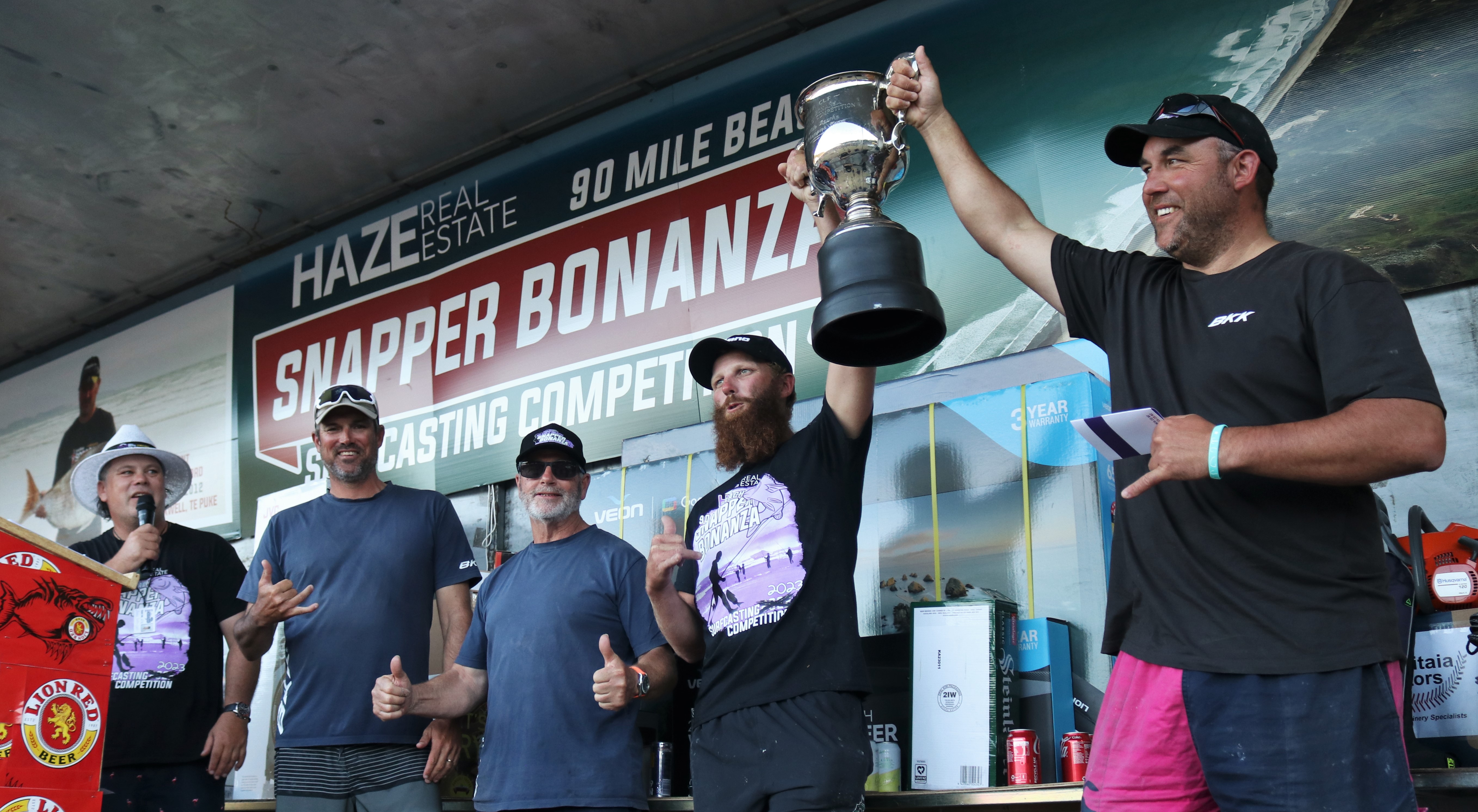 The top team trophy goes to the Bounty Hunters of Wairoa, Mahia, Gisborne and Martinborough. Photo / Peter de Graaf