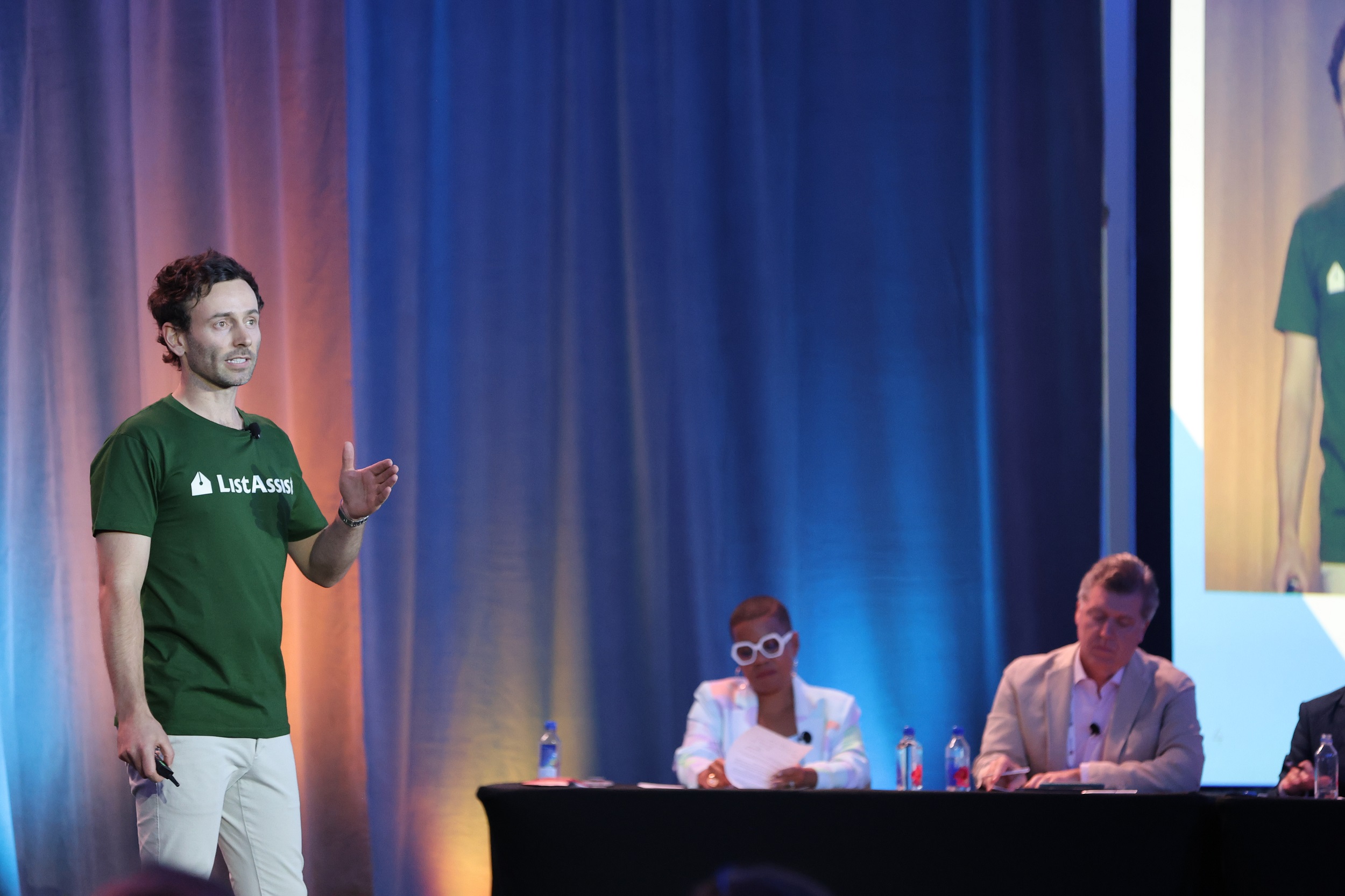 ListAssist founder Chris McGoldrick onstage for a pitch battle at the National Association of Realtors' iOi Summit 2024 in Miami in August. His software won Crowd Favourite.