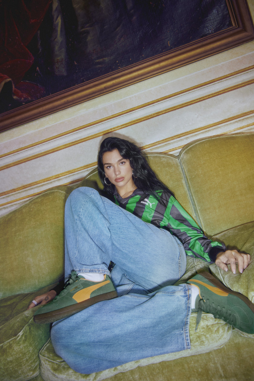 Dua Lipa makes a convincing case for retro-inspired low-profile kicks in place of chunky dad sneakers, appearing in Puma's first campaign for its Palermo style.