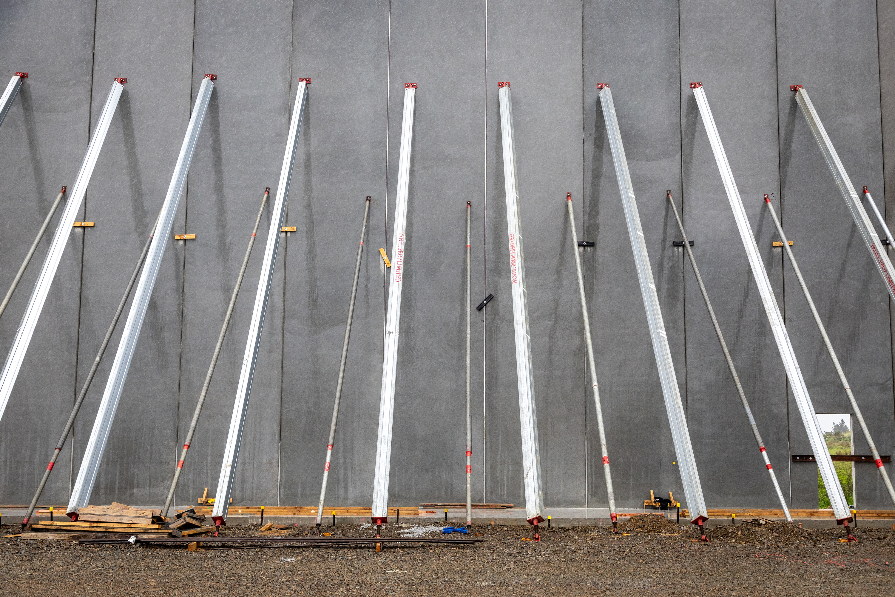 Site of many super-props: the concrete tilt slab walls of the first logistics buildings. Photo / Michael Craig
