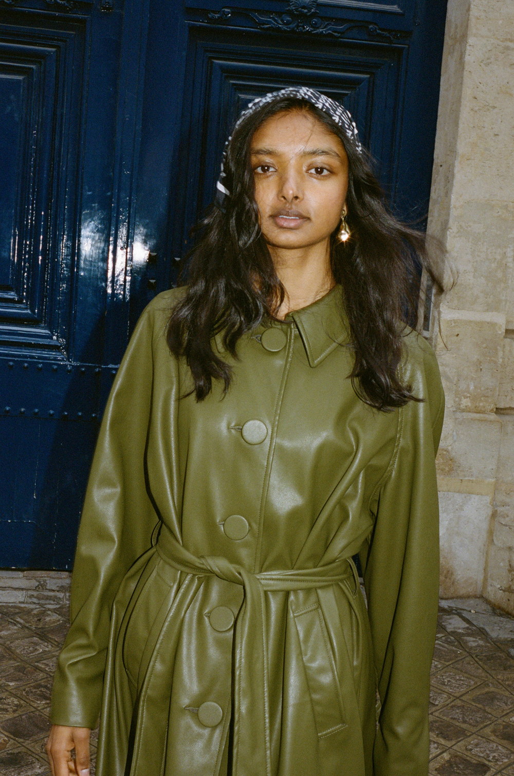 Model Sandali from IMG photographed in Paris wearing the Nan coat. Photo / Chloe Hill.