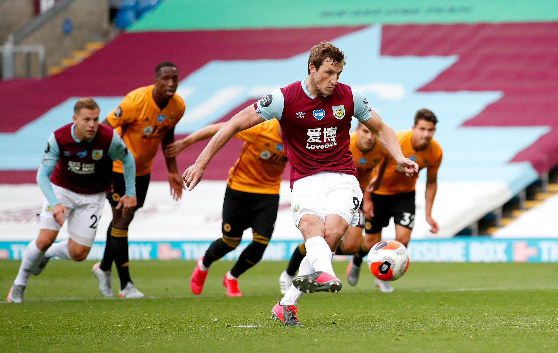 Chris Wood of Burnley scores his sides first goal from the penalty spot during the Premier League match between Burnley FC and Wolverhampton Wanderers. Photo / Getty Images.