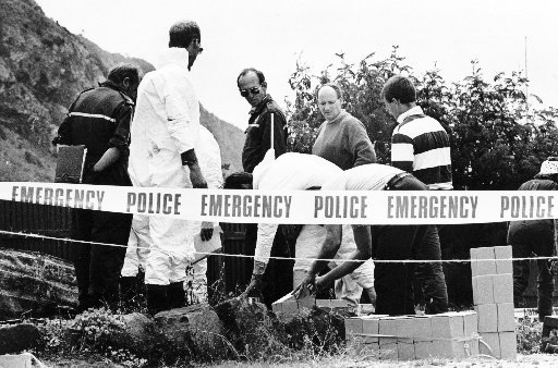 Police at the scene of New Zealand's then-worst mass murder in 1990. Photo / NZ Herald