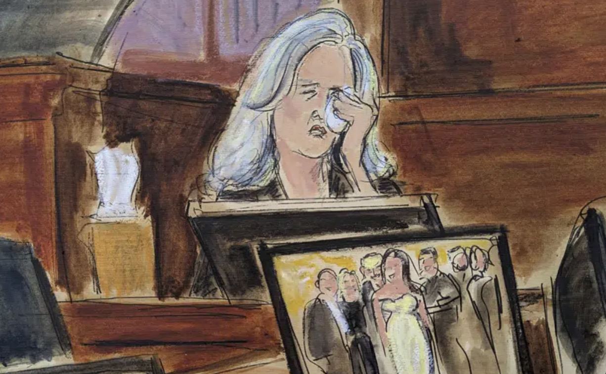 Natasha Stoynoff testifying that Donald Trump pushed himself on to her and made a sexual advance at Mar-a-Lago during her assignment interviewing him and his wife Melania on their one-year anniversary. Photo / AP