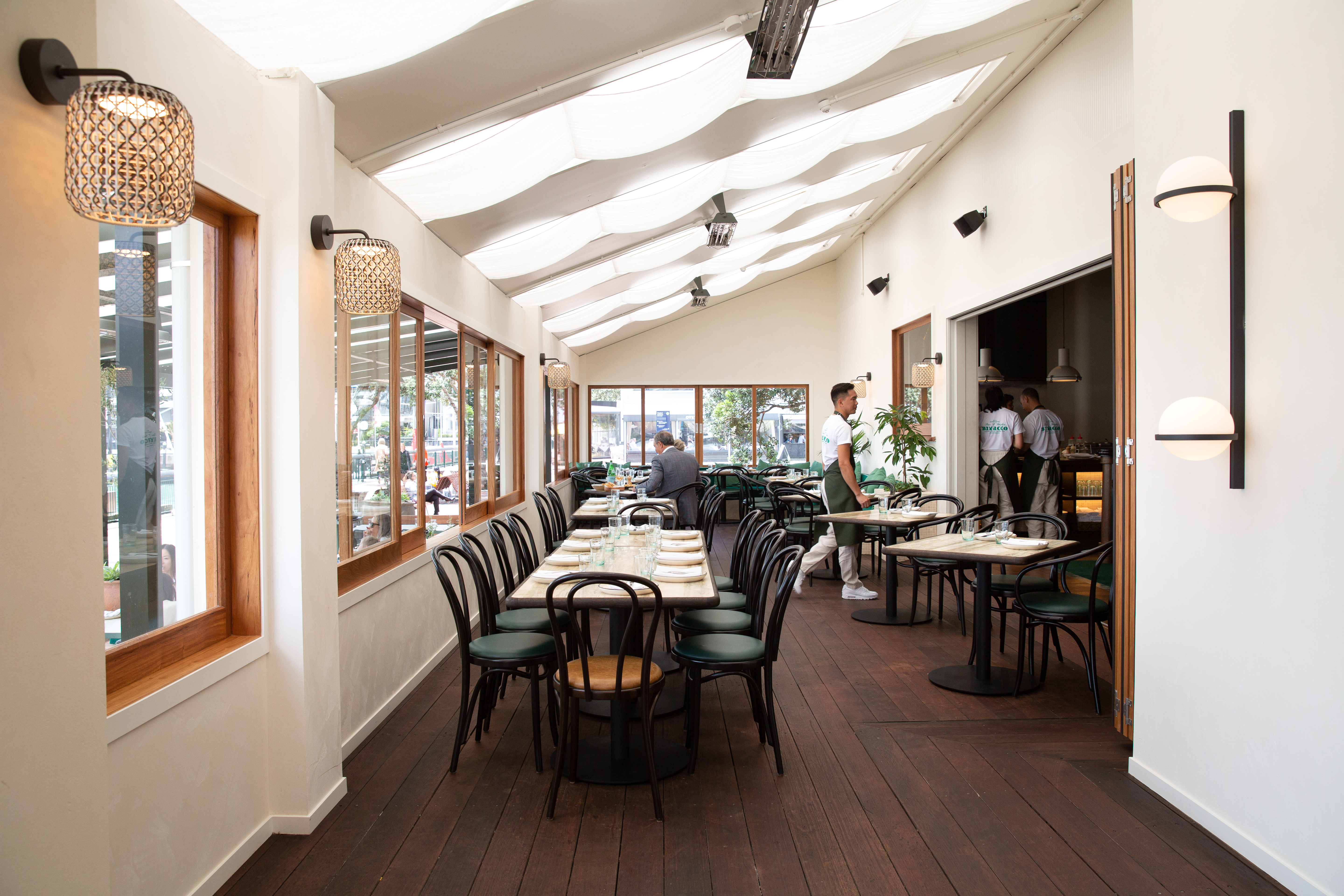 Bivacco has tables inside and outside on the waterfront. Photo / Sylvie Whinray